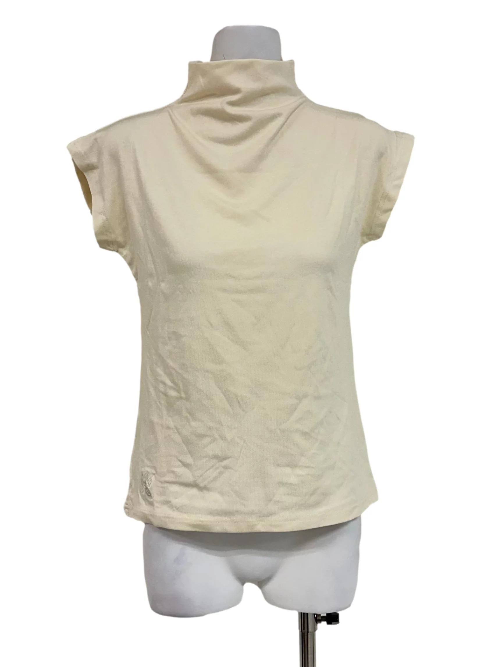 Cream White High Neck Top