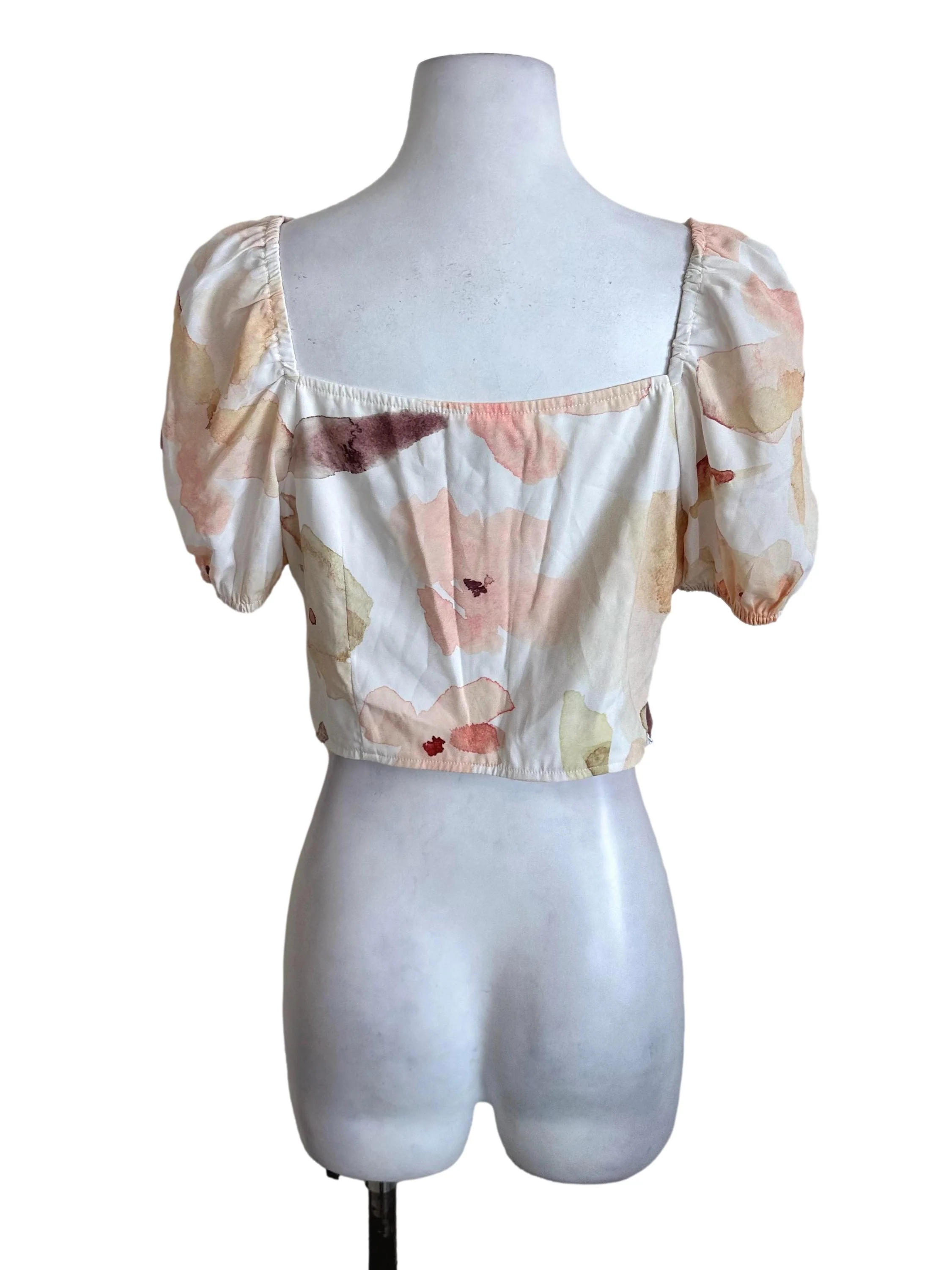 Cream White Pattern Satin Top TTR - Image 2