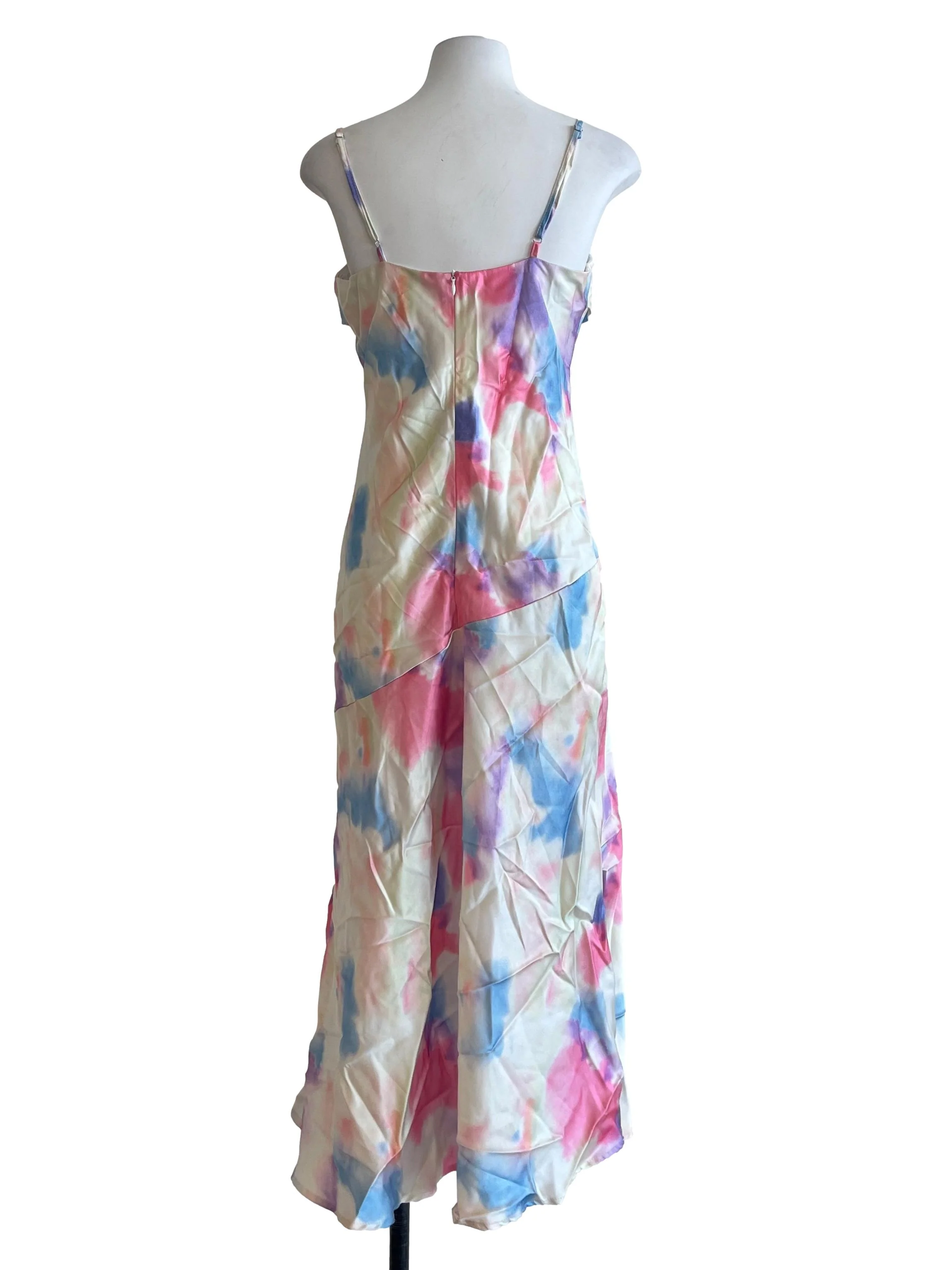 Cream White Tie Dye Square Neck Sleeveless Dress - Image 2