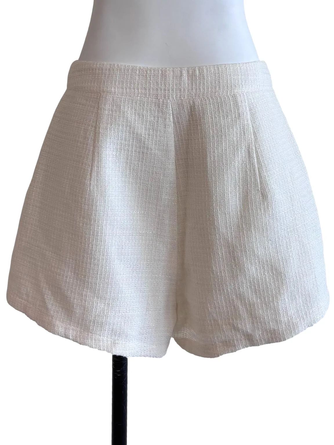 Cream White Tweed Shorts - Image 2