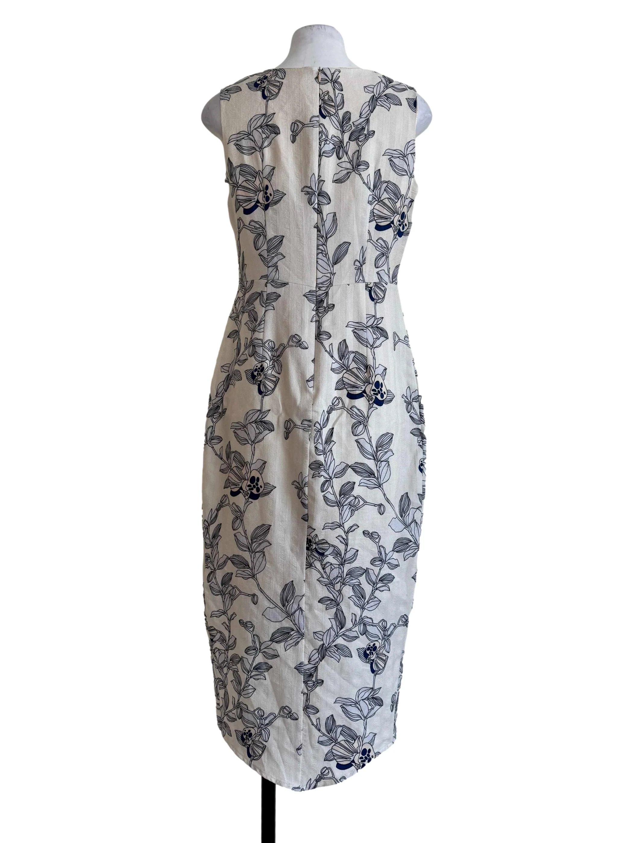 Cream With Pale Grey Prints Empire Dress - Image 2