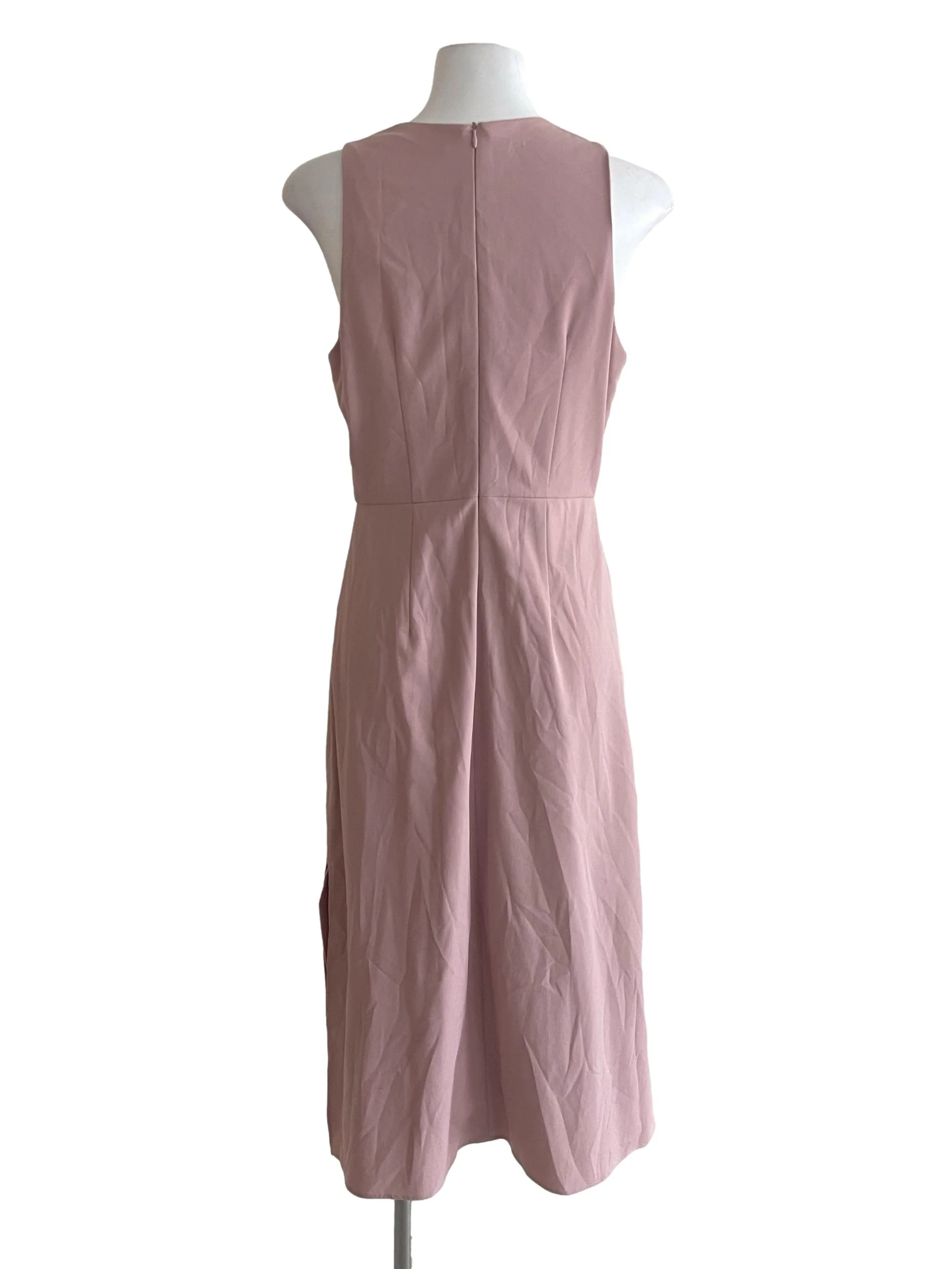 Crepe Jewel Neck Sleeveless Knife Pleated Dress - Image 2