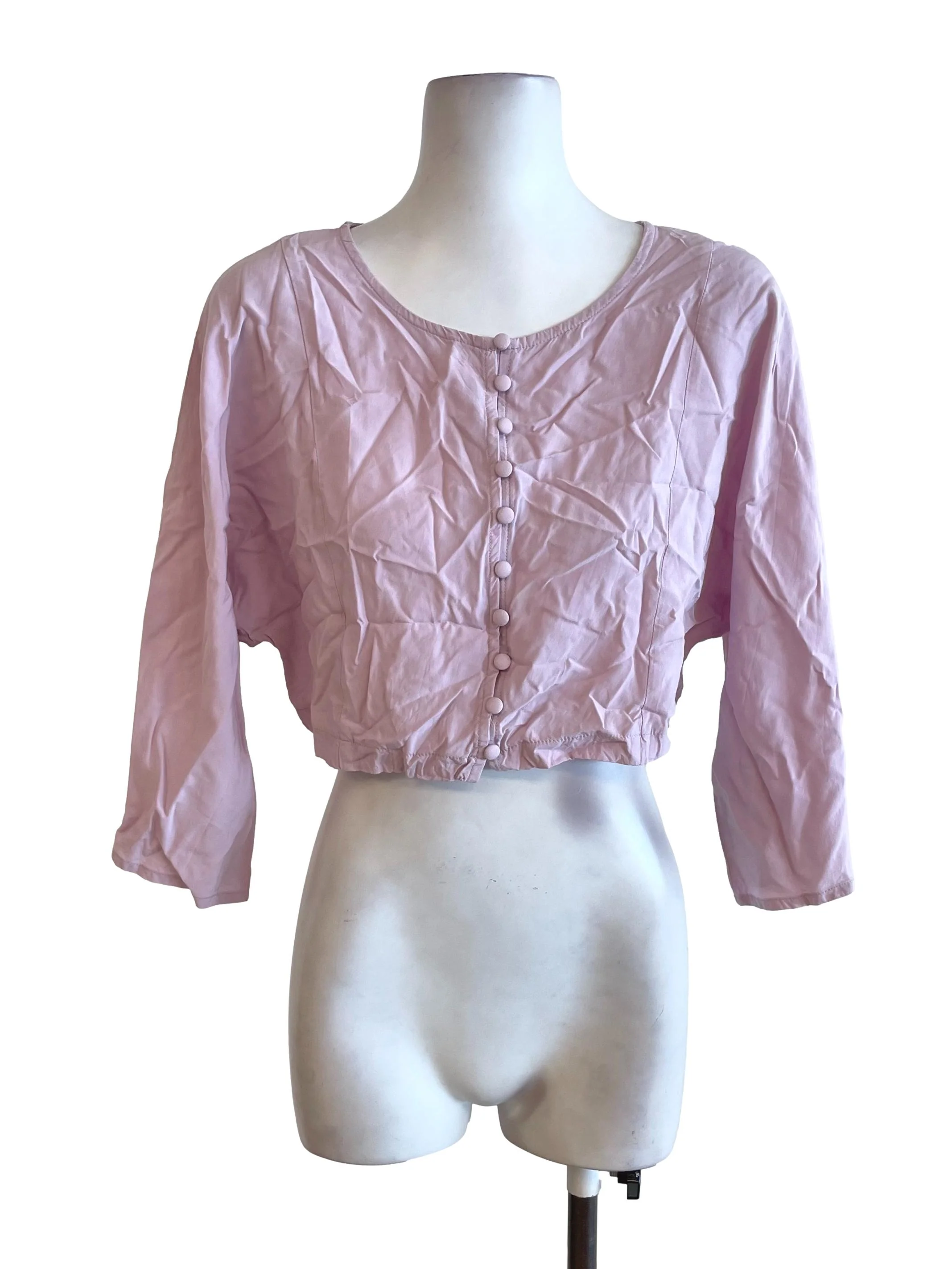 Crepe Pink Mid Sleeves Top