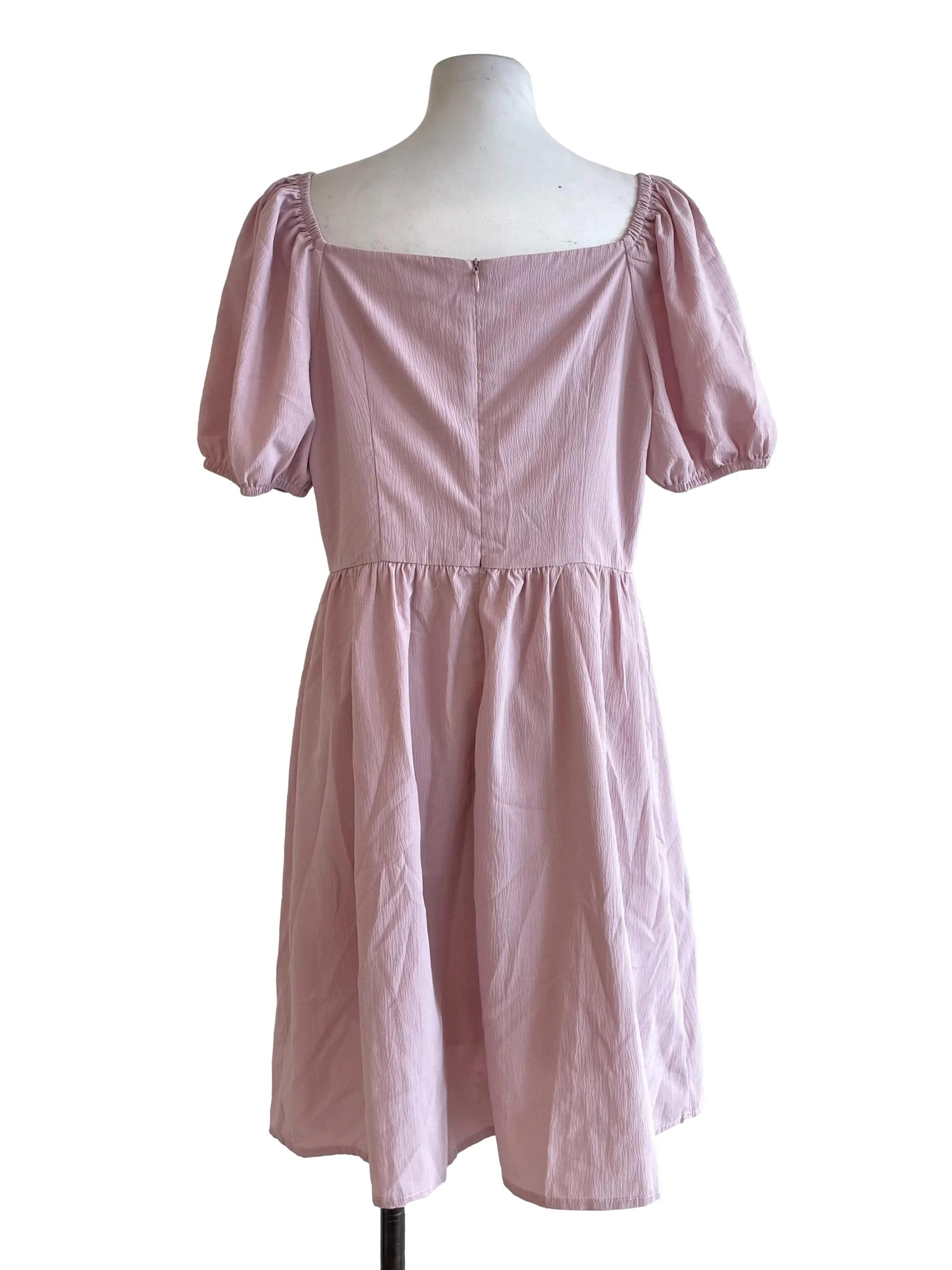 Crepe Pink Square Neck Dress - Image 2