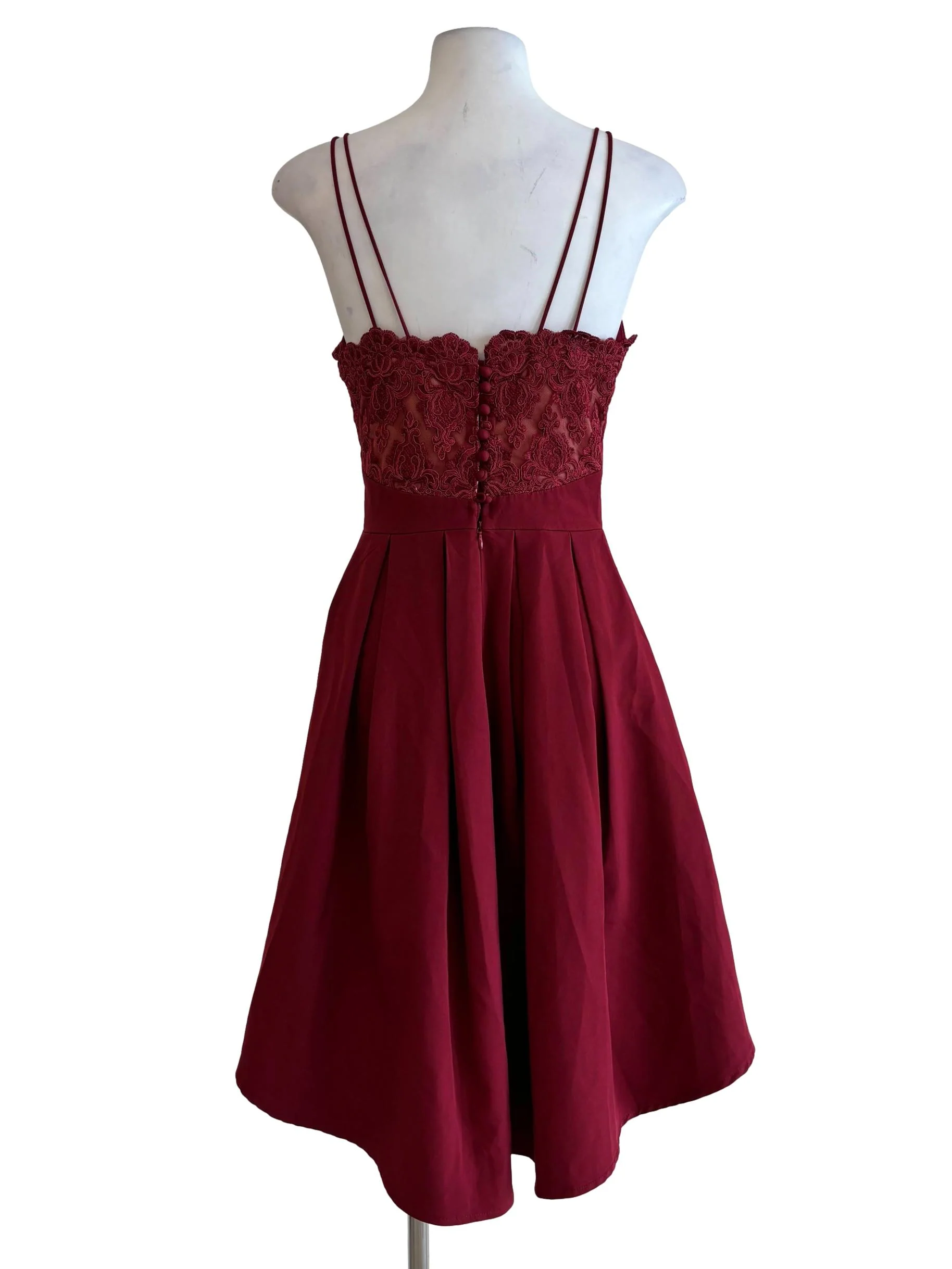 Crimson Red Double Strap Flare Dress - Image 2