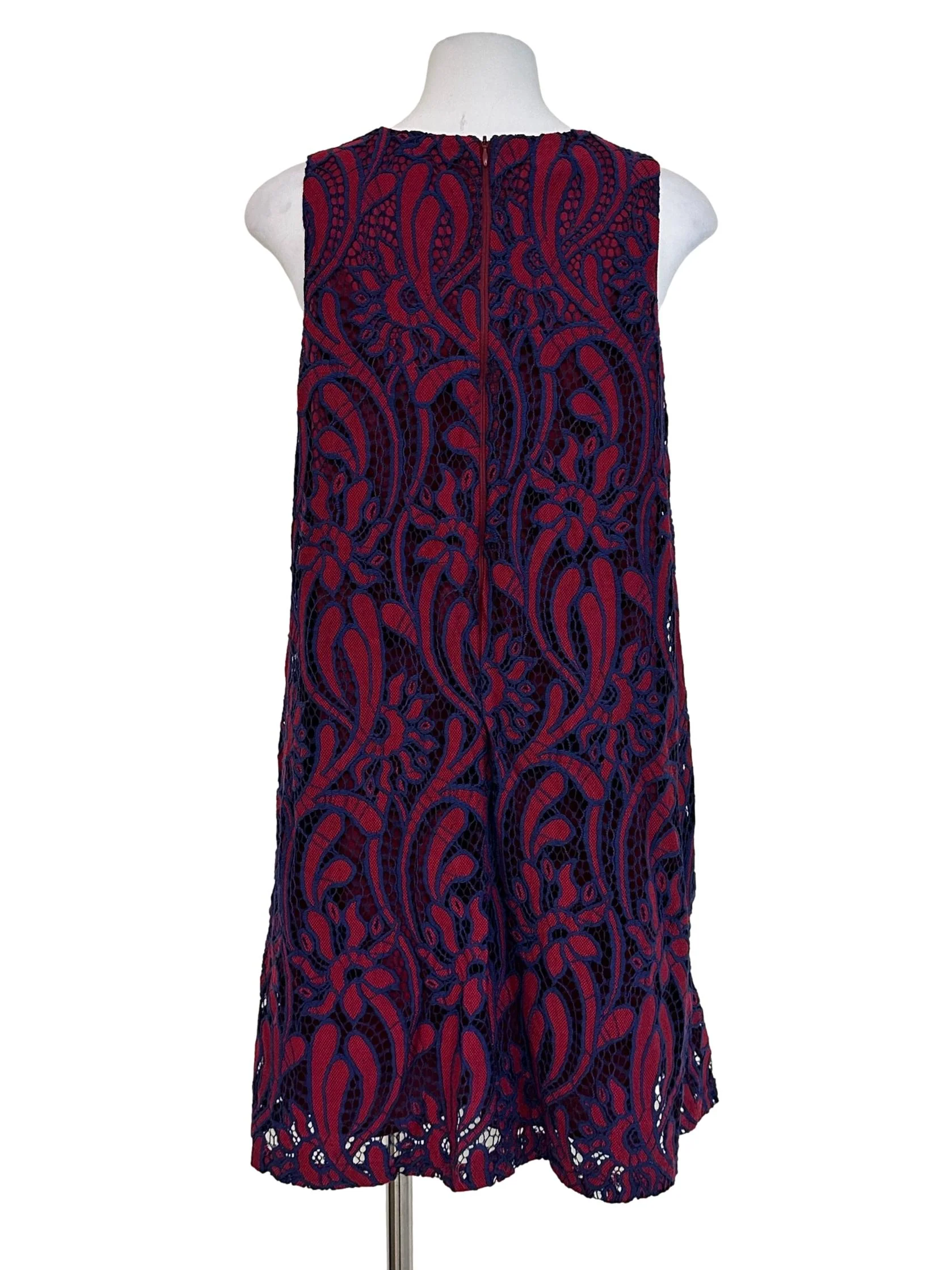 Crimson Red Lace Pattern Dress - Image 2