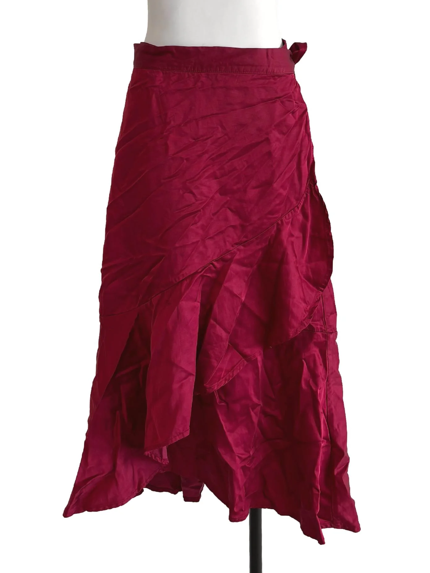 Crimson Red Ruffle Wrap Skirt