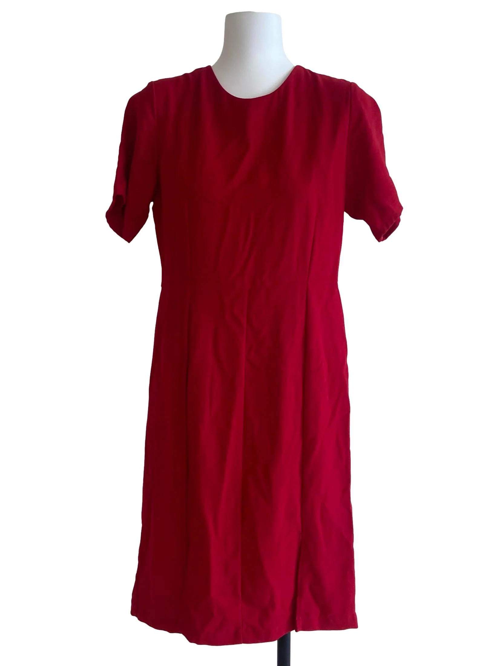 Crimson Red Twill Shift Dress