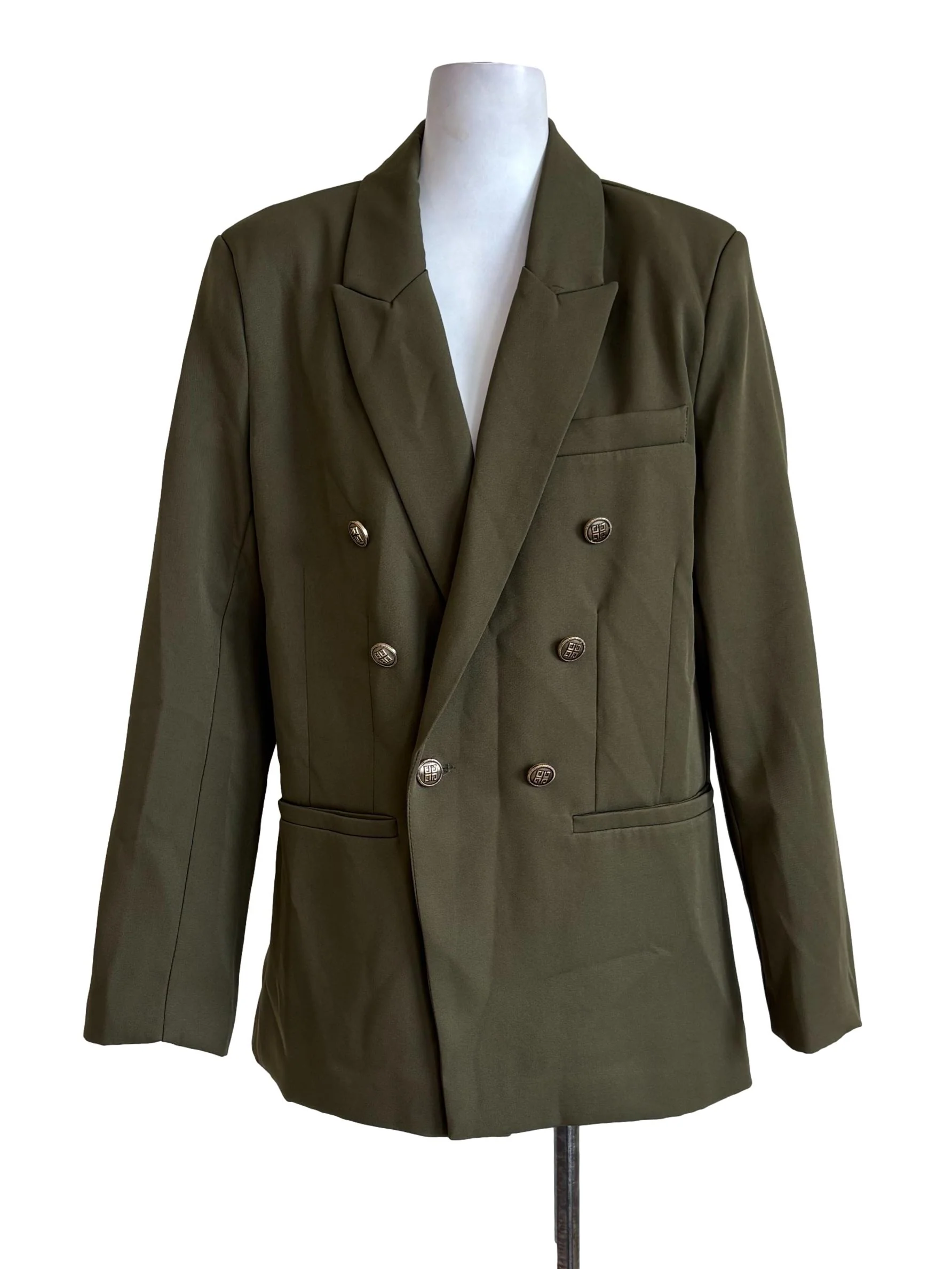 Crocodile Green Double Button Blazer