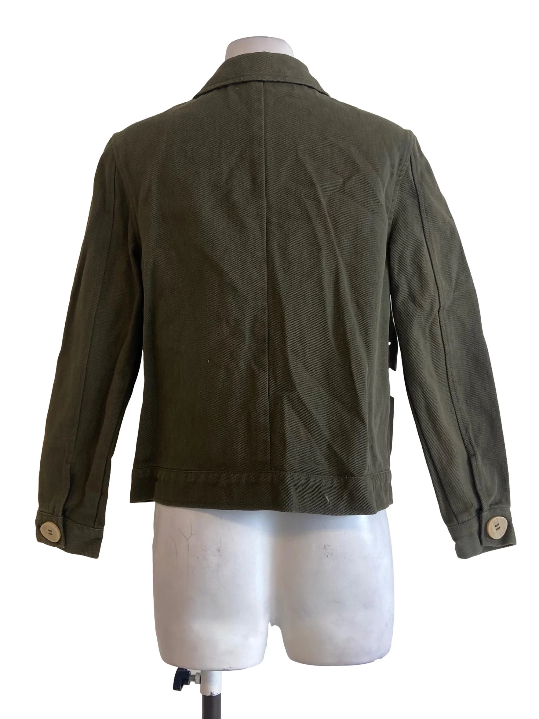 Crocodile Green Herringbone Button Down Jacket - Image 2