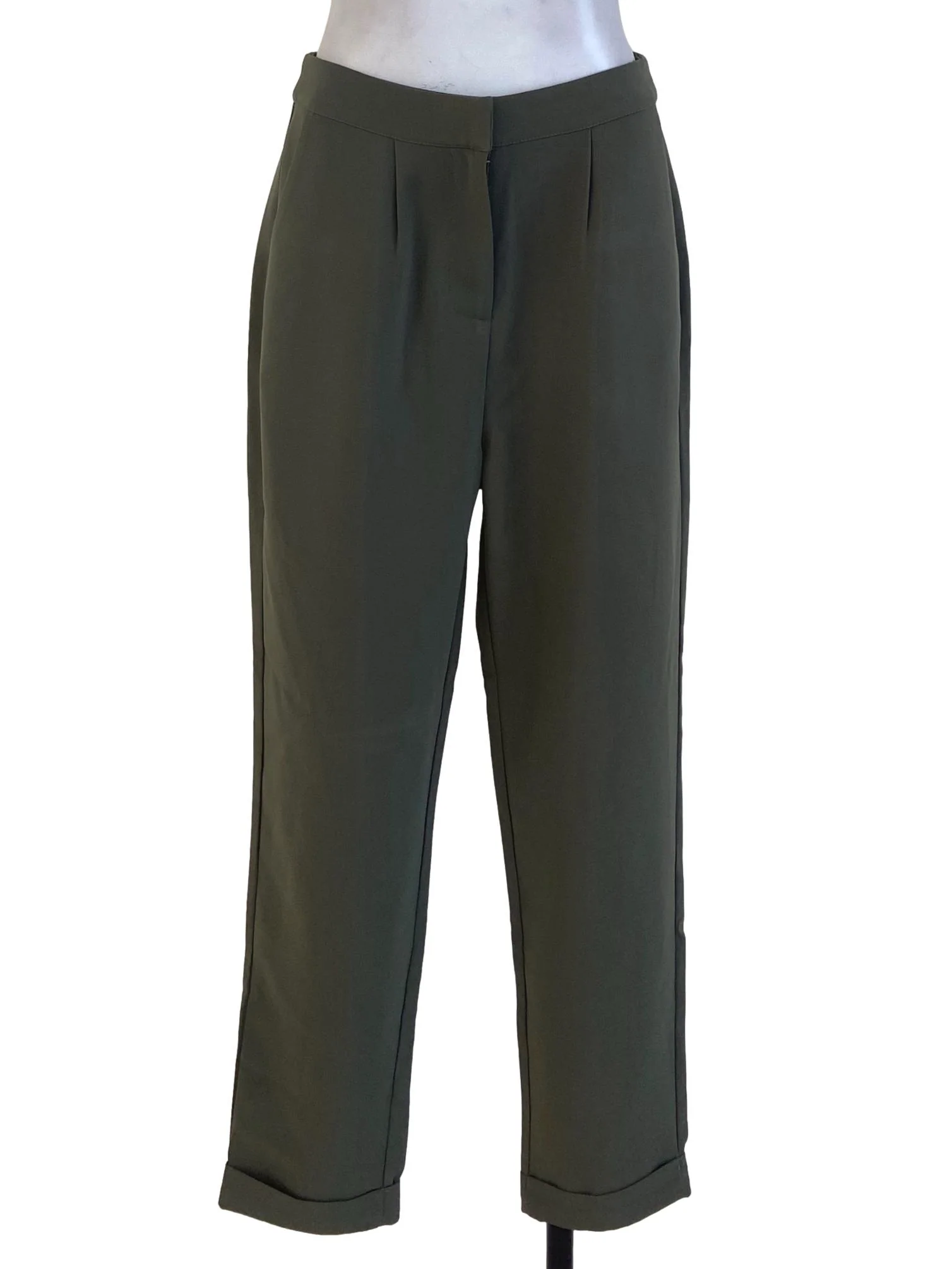 Crocodile Green Pegged Cuffed Pants