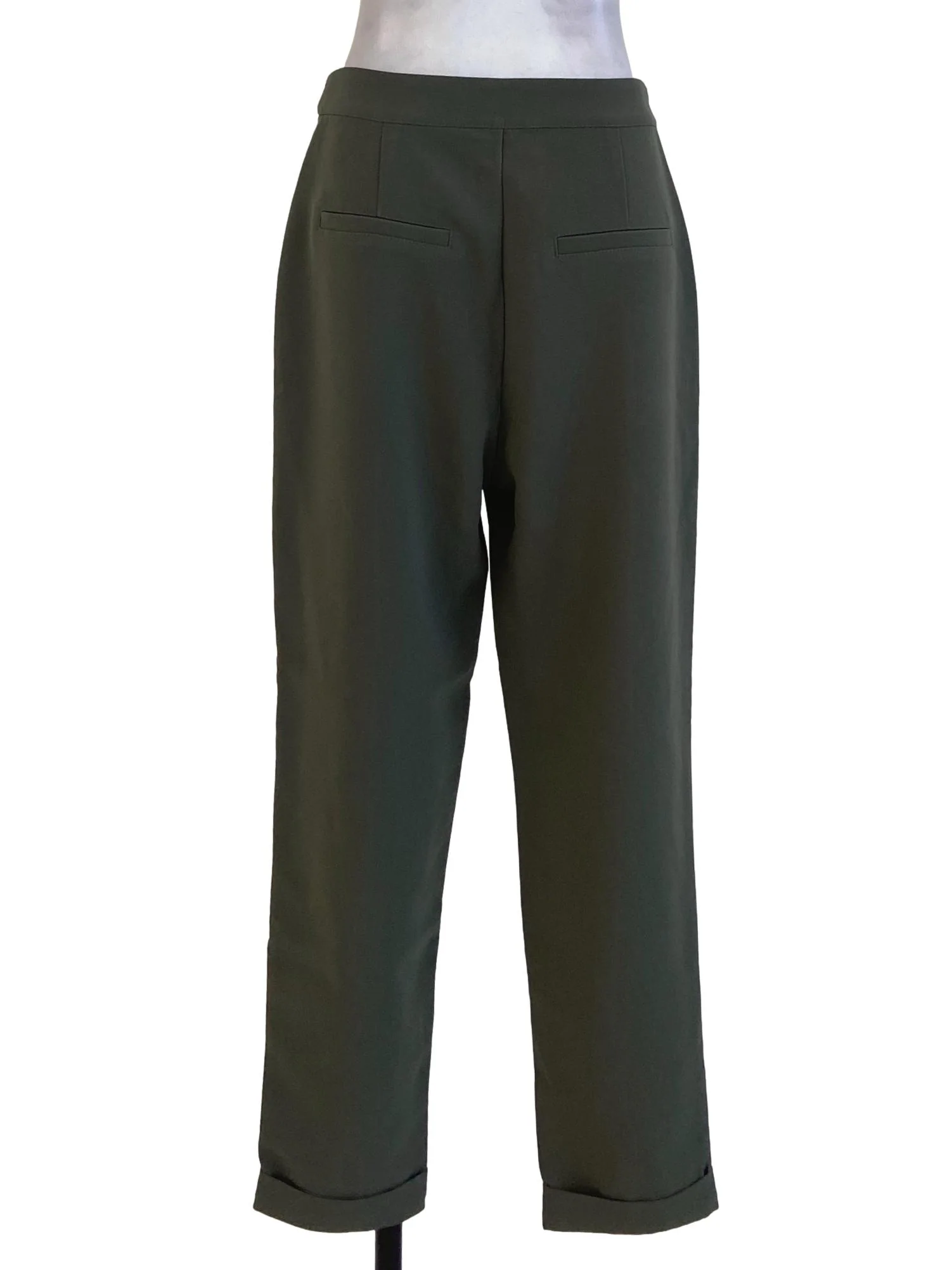 Crocodile Green Pegged Cuffed Pants - Image 2