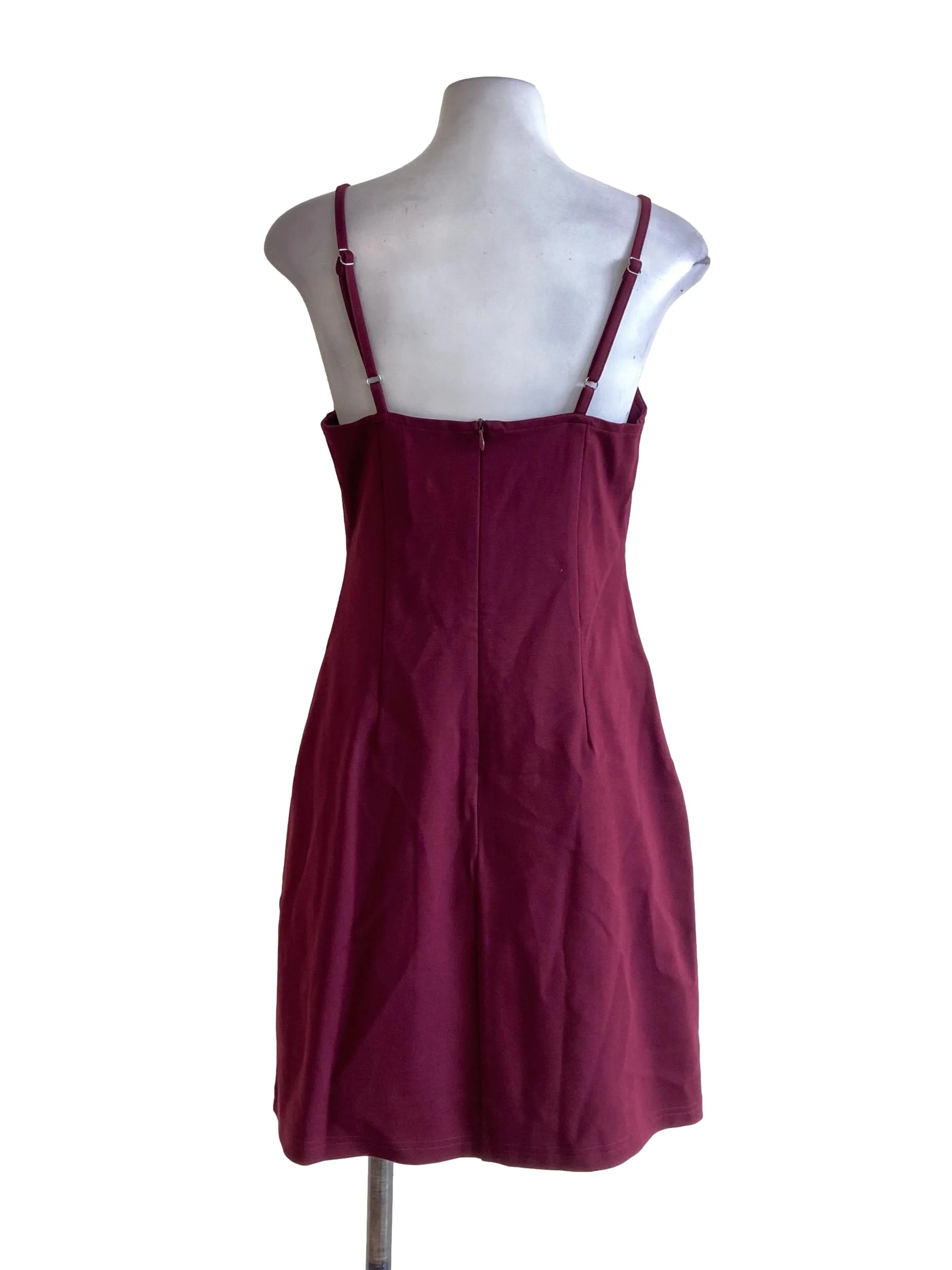 Currant Red Twill Spaghetti Strap A-Line Dress - Image 2