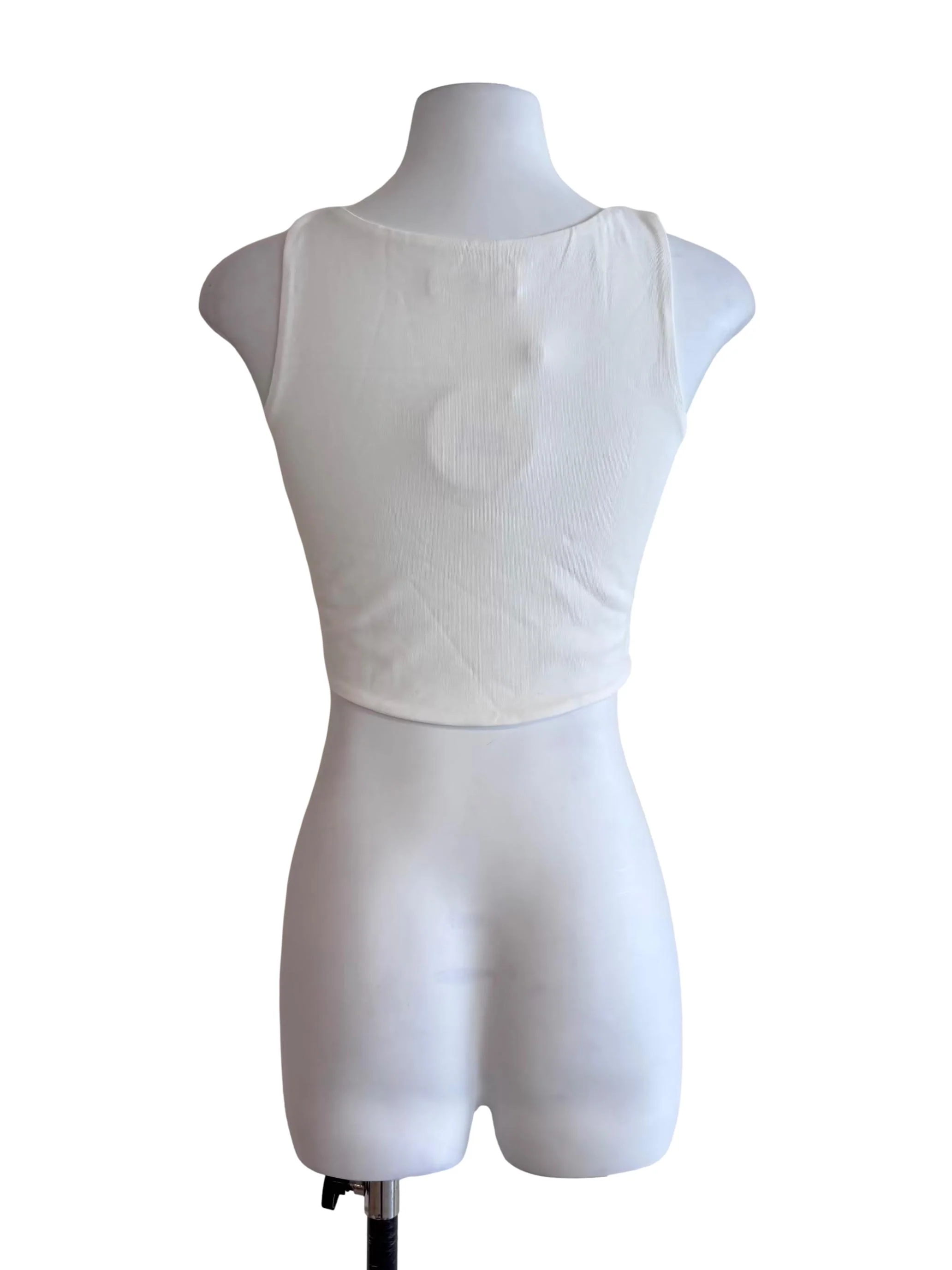 Daisy White Curved Crop Top - Image 2