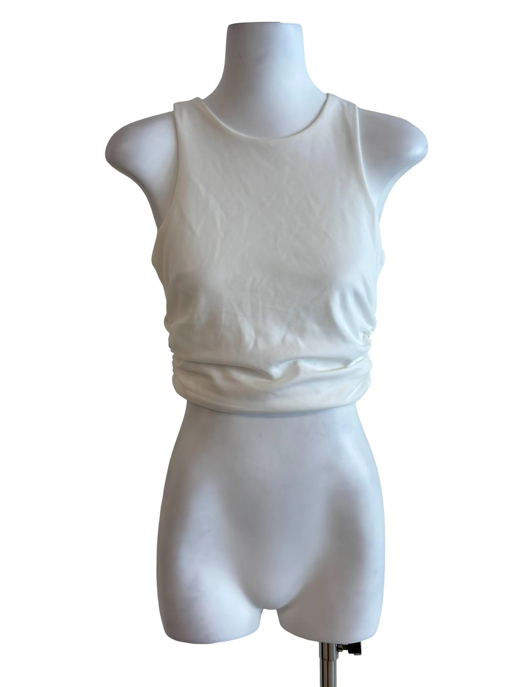 Daisy White Fitted Waist Cropped Top