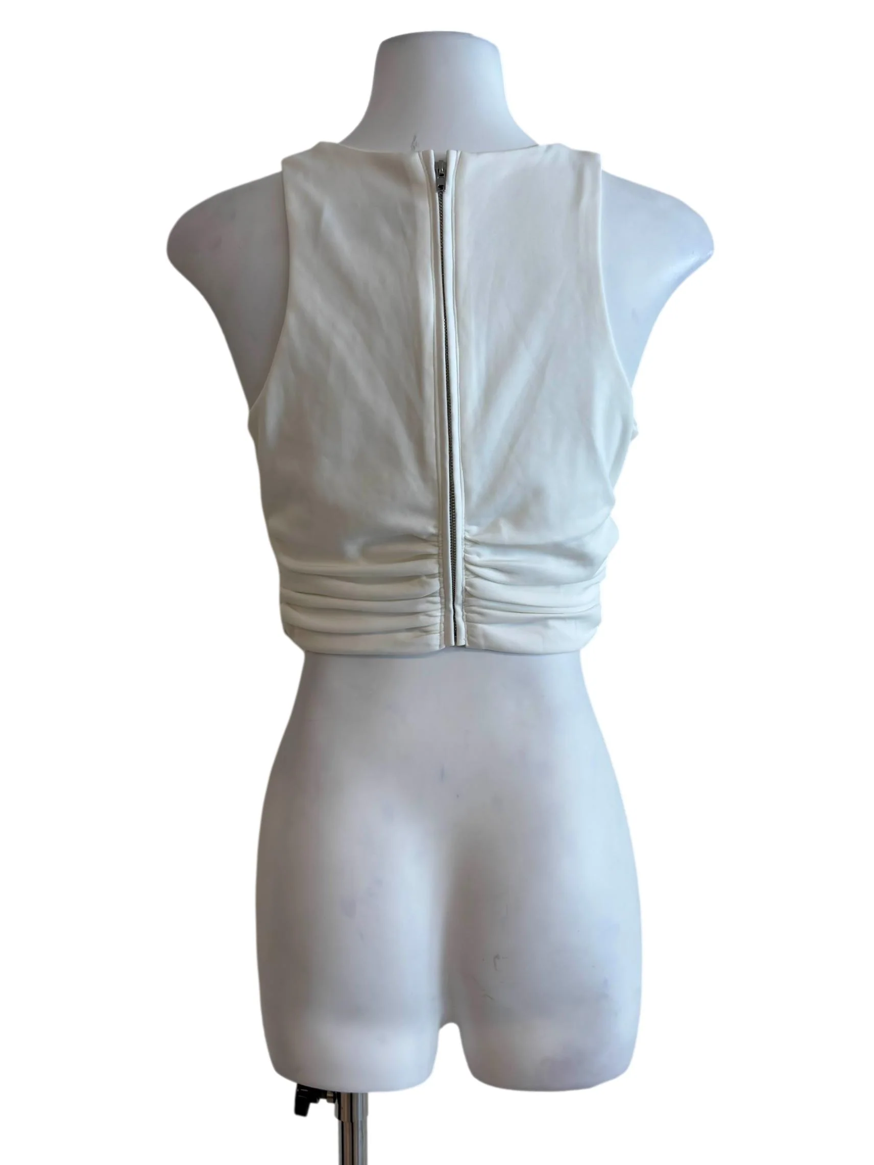 Daisy White Fitted Waist Cropped Top - Image 2