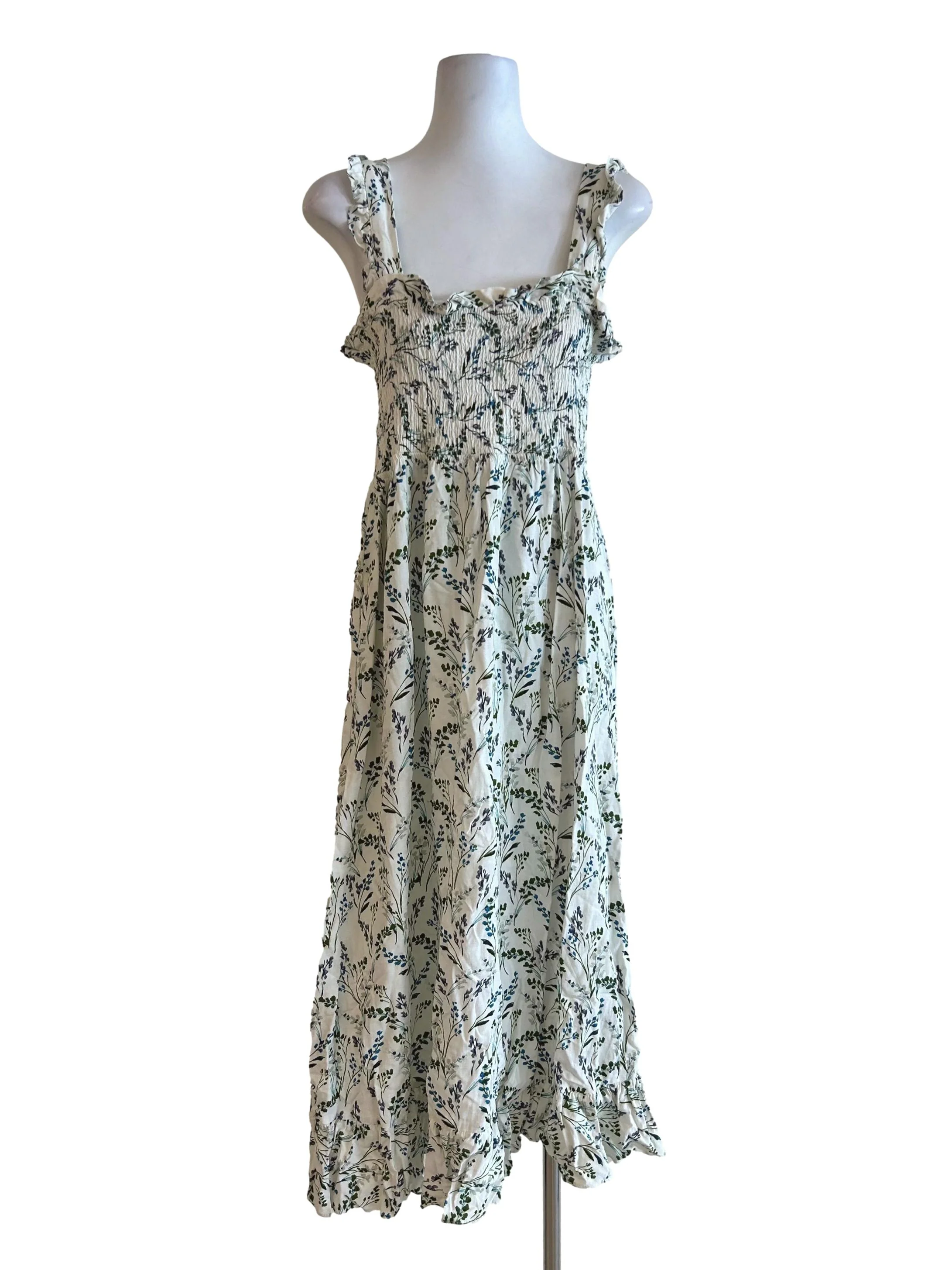 Daisy White Floral Smocked Dress