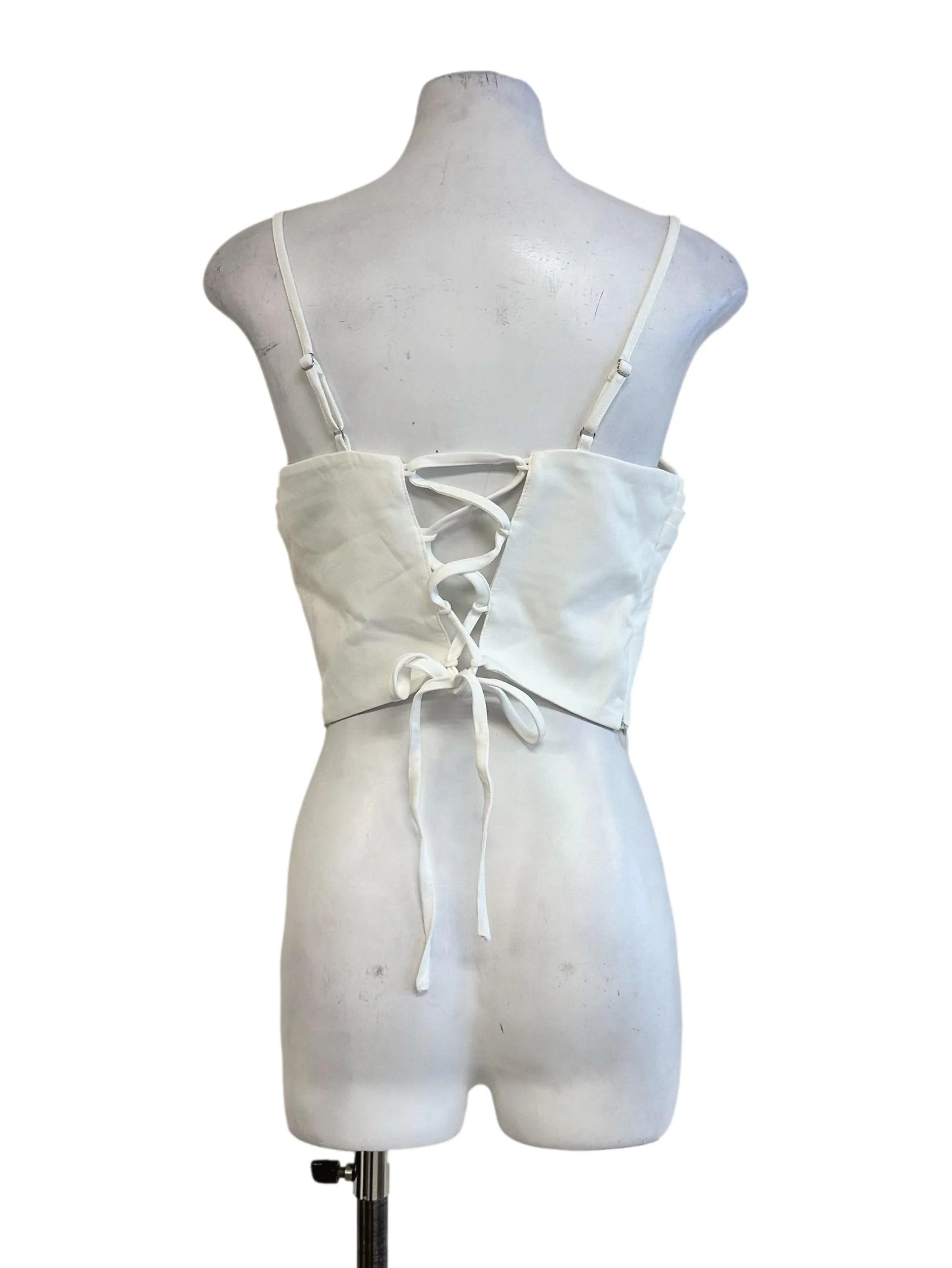 Daisy White Padded Sleeveless Top - Image 2