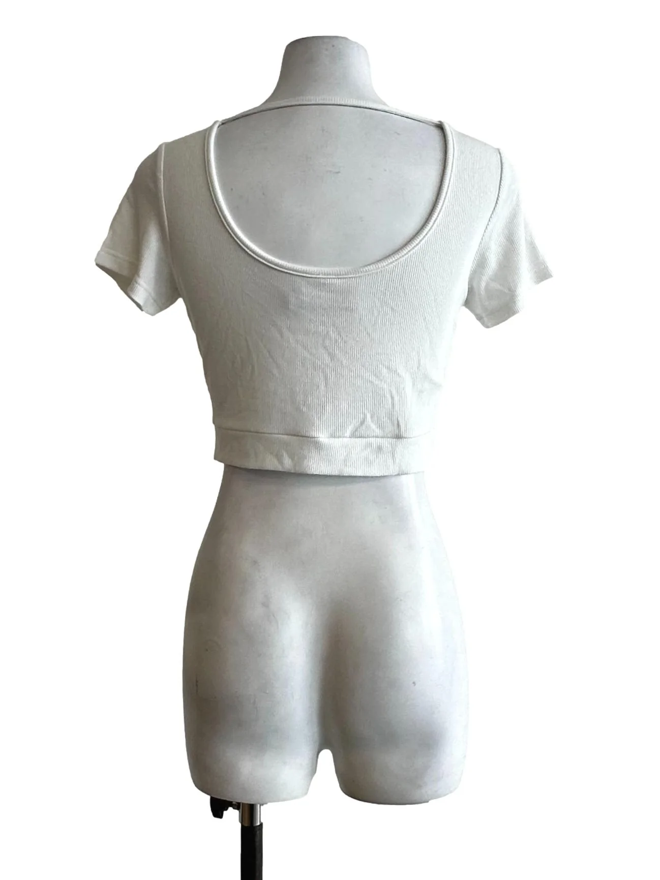 Daisy White Pencil Stripes Pattern Crop Top - Image 2