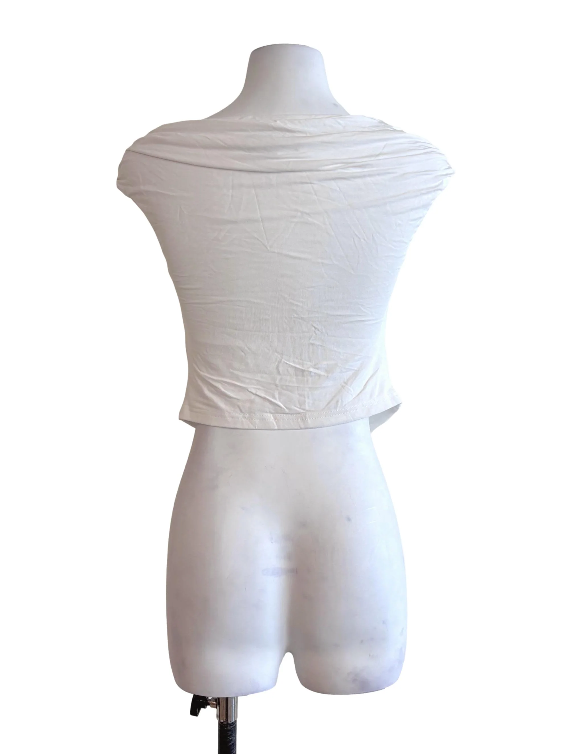 Daisy White Sabrina Asymmetric Top - Image 2