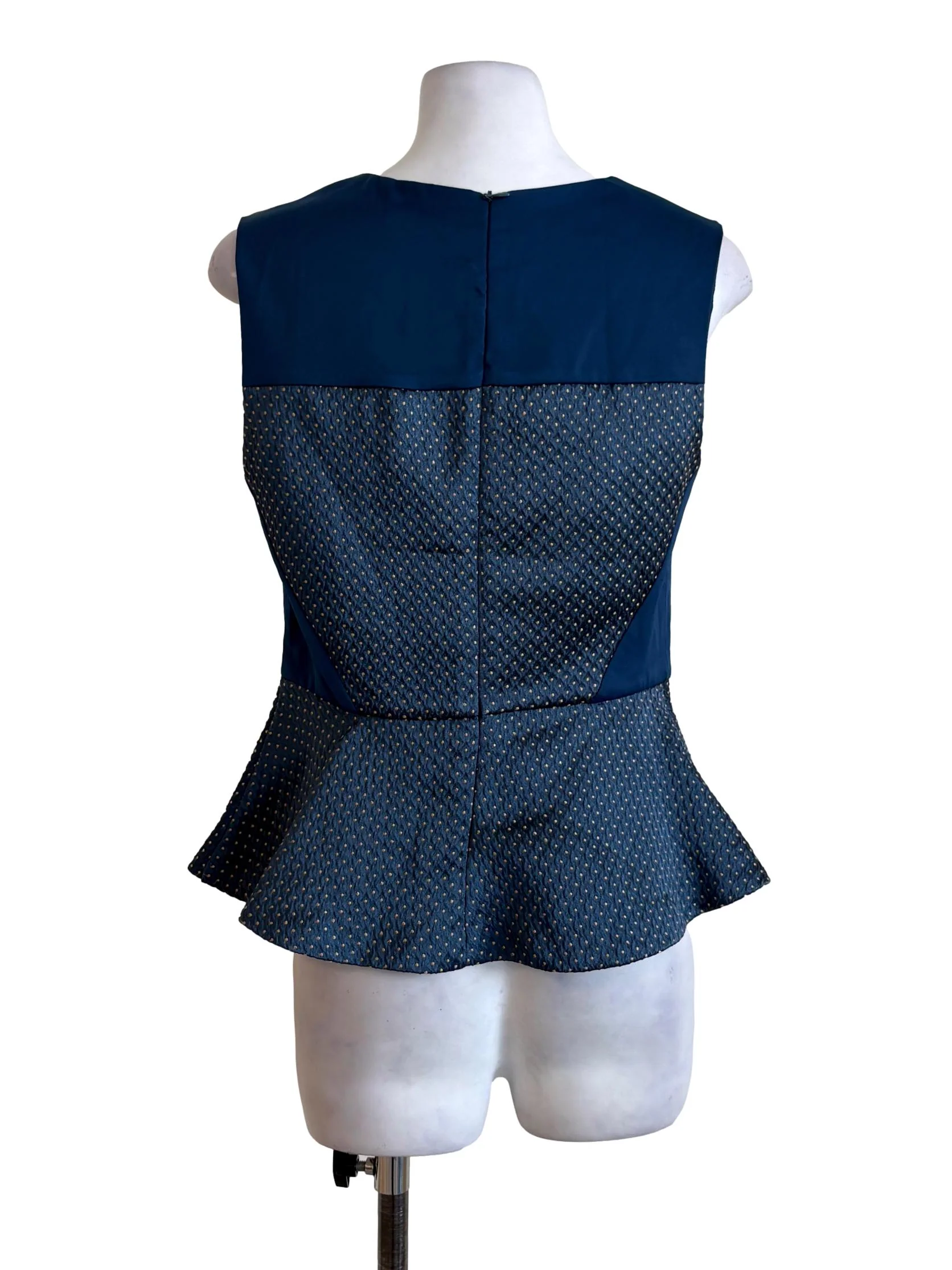 Dark Aegean Dots Peplum Top - Image 2