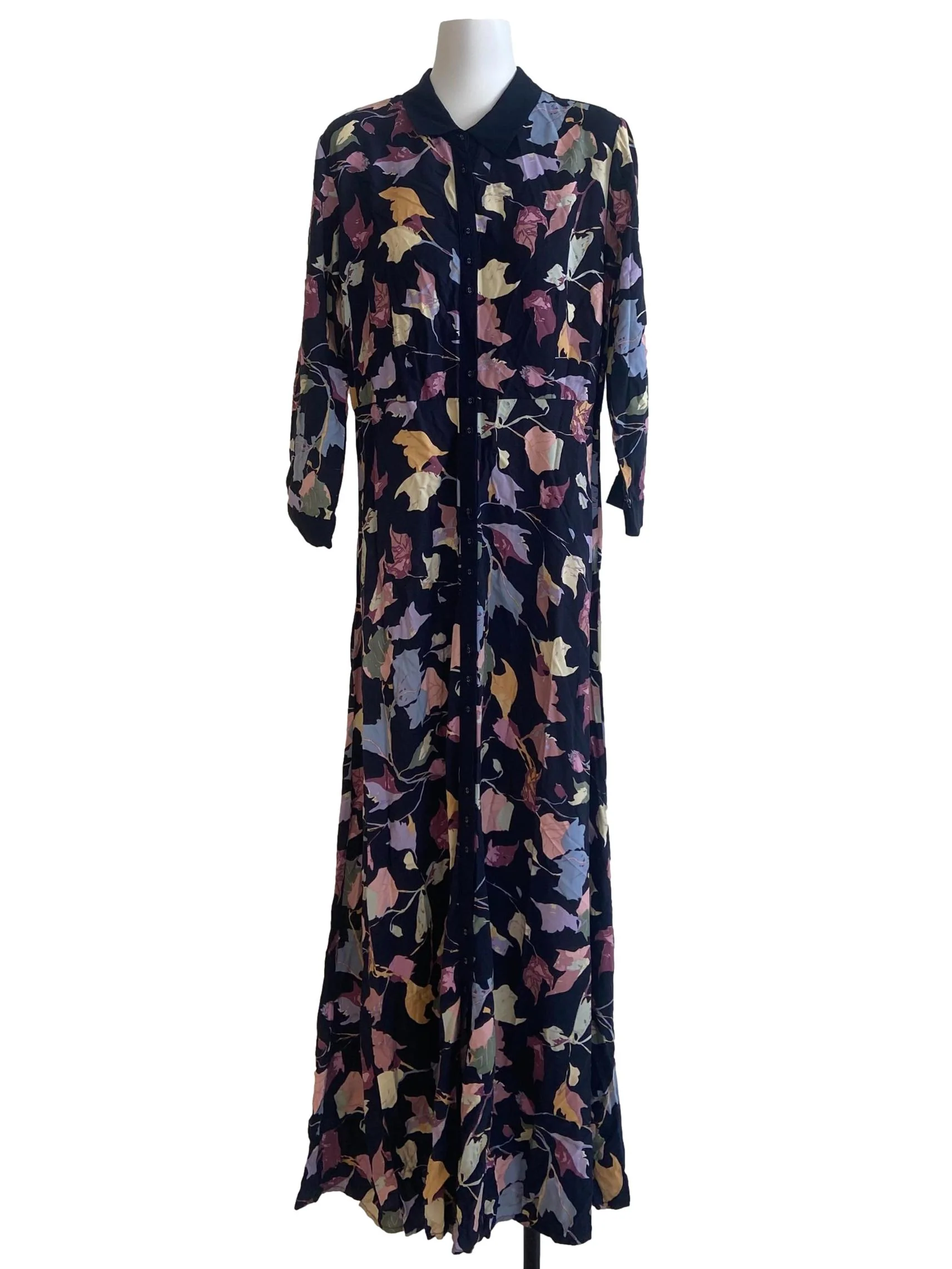 Dark Blue Button Down & Colourful Floral Dress