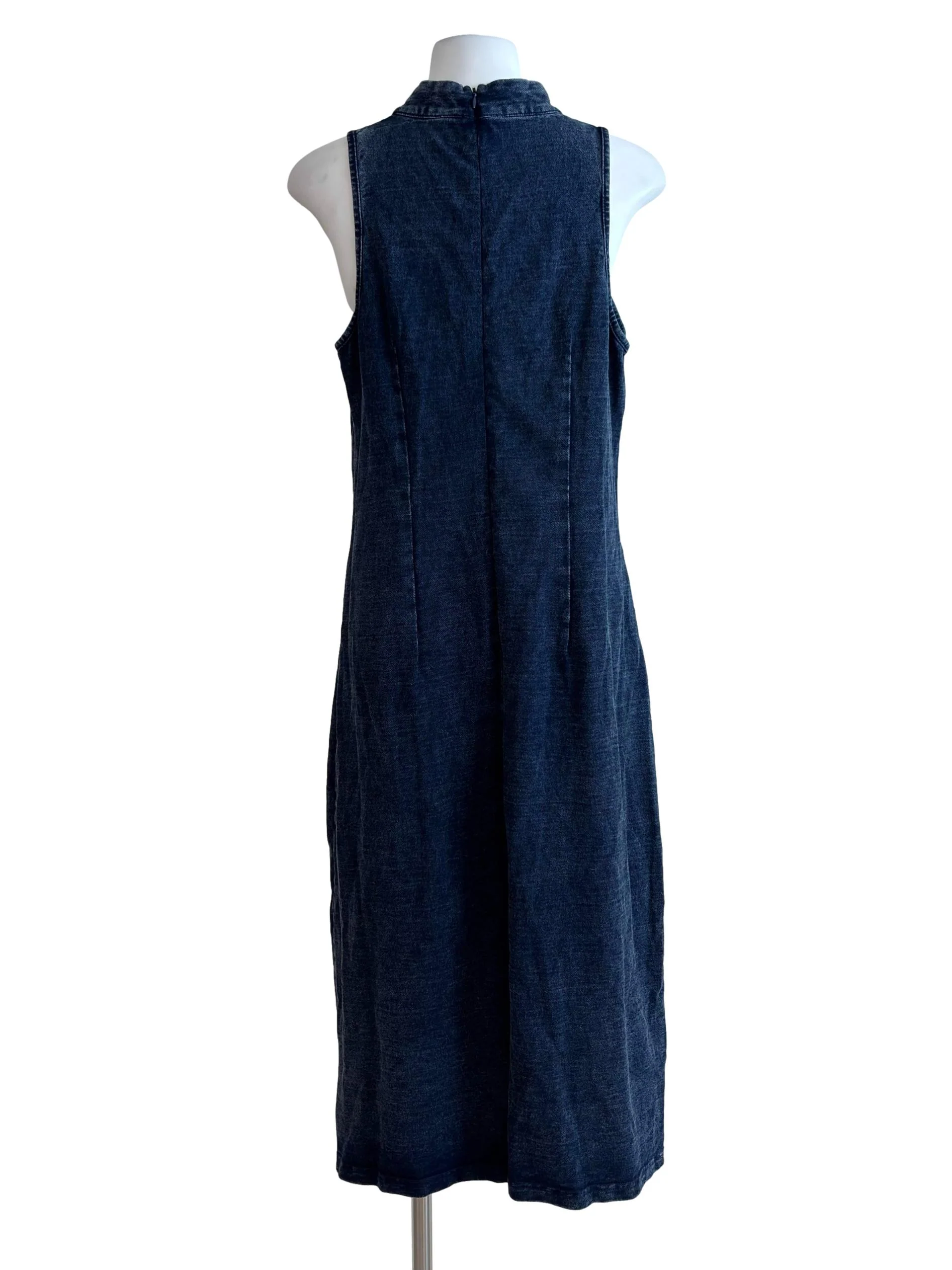 Dark Blue Denim Cheongsam Dress - Image 2