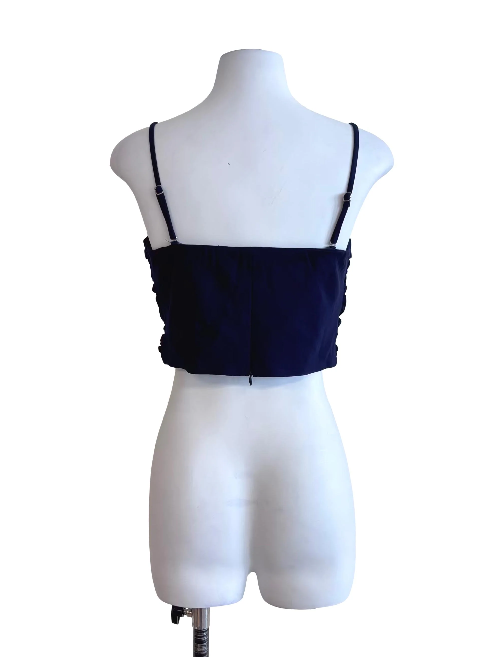 Dark Blue Spaghetti Strap Crop Top - Image 2