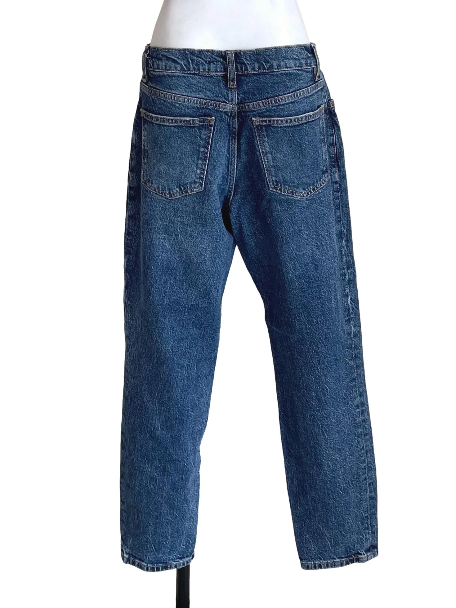 Dark Blue Washed Mom Jeans - Image 2