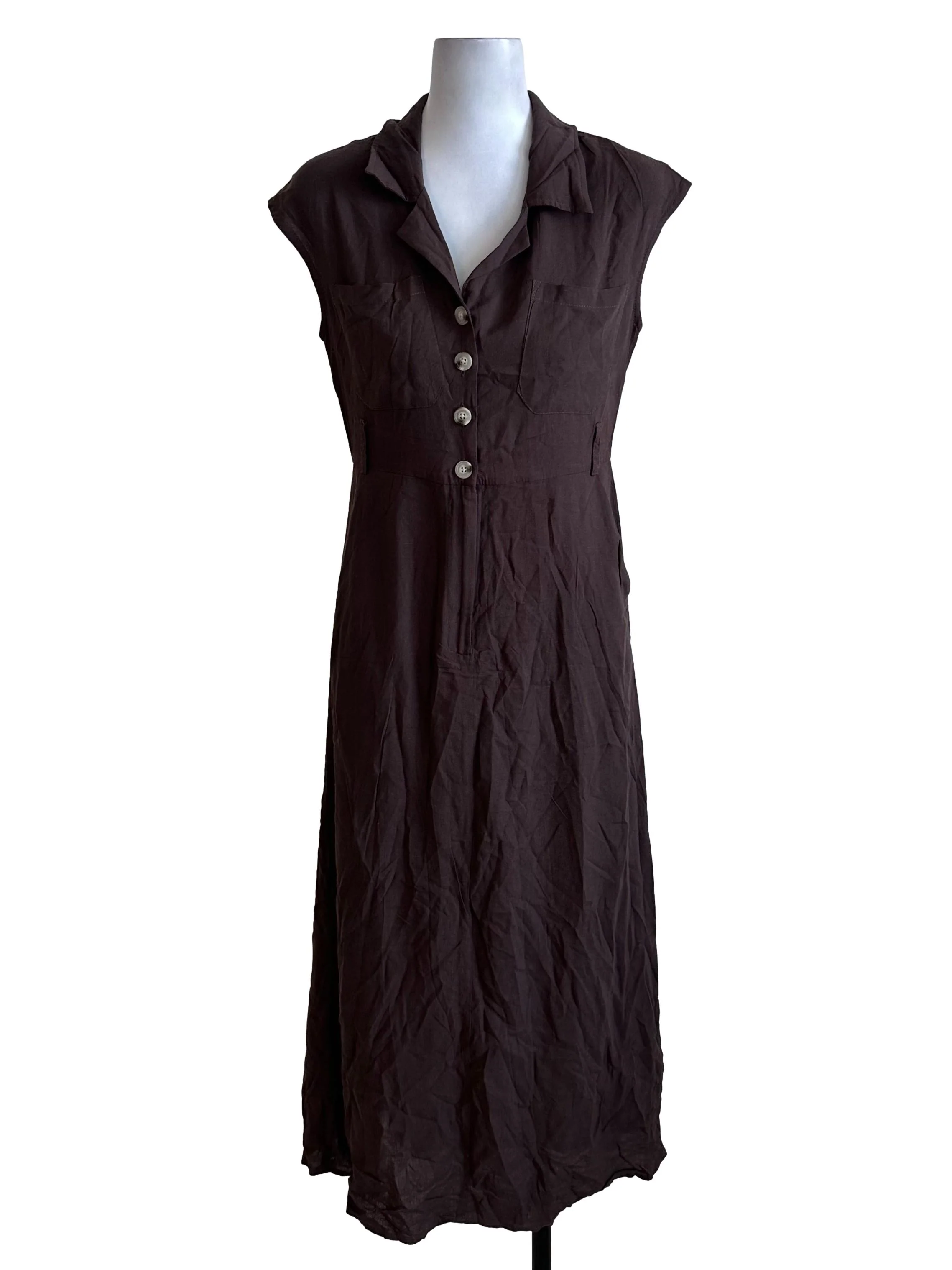 Dark Brown Button Shirt Dress