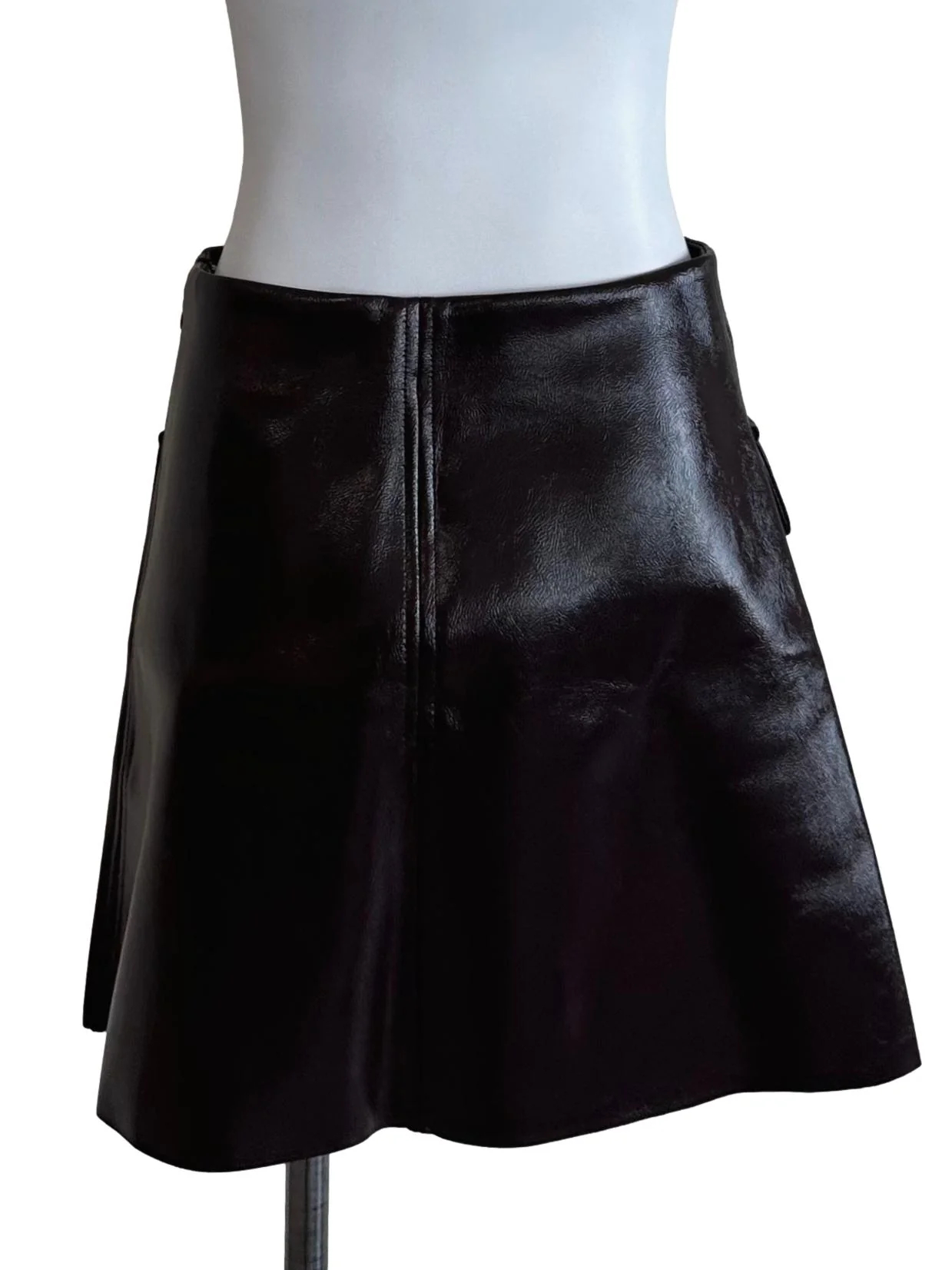 Dark Brown Leather Mini Skirt - Image 2