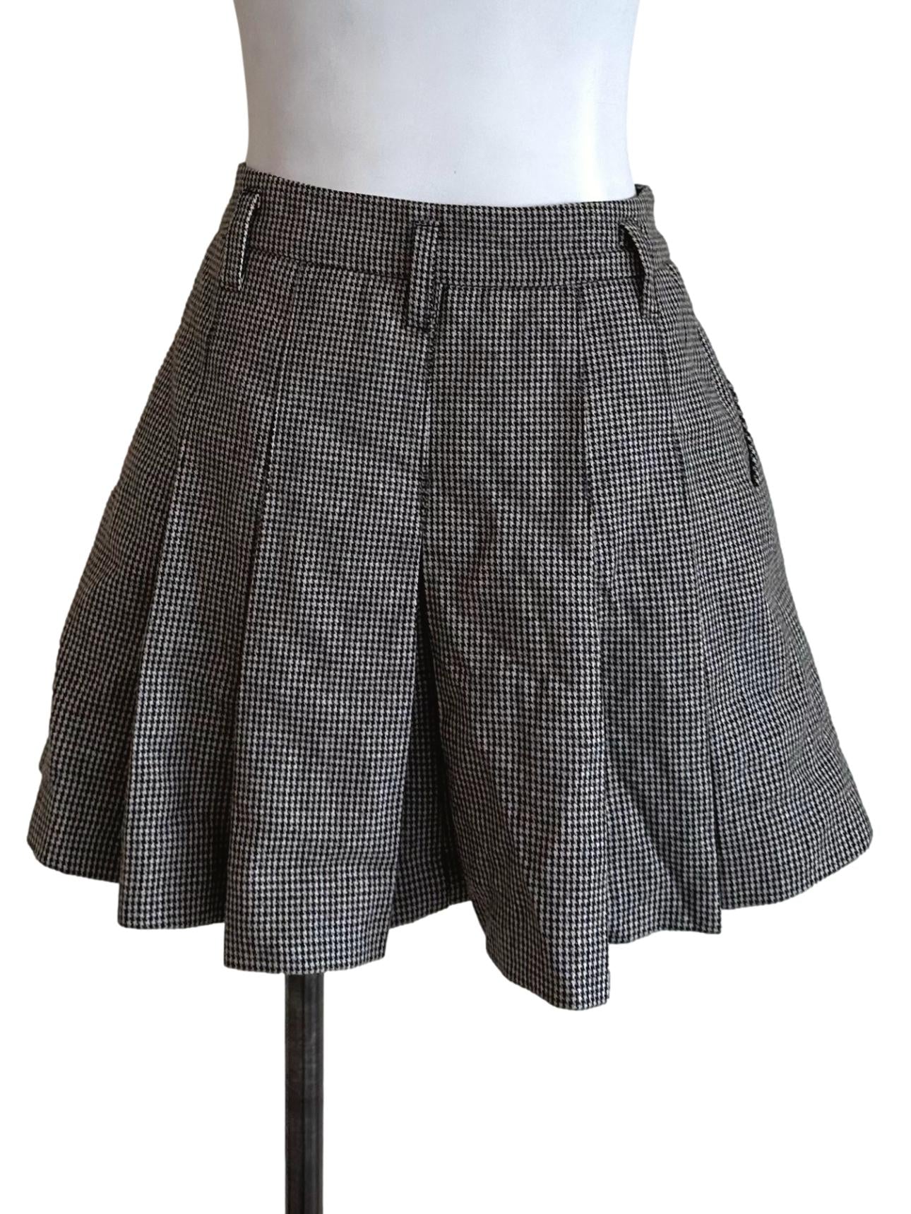 Dark Brown Nailhead Pattern Box Pleated Skorts - Image 2