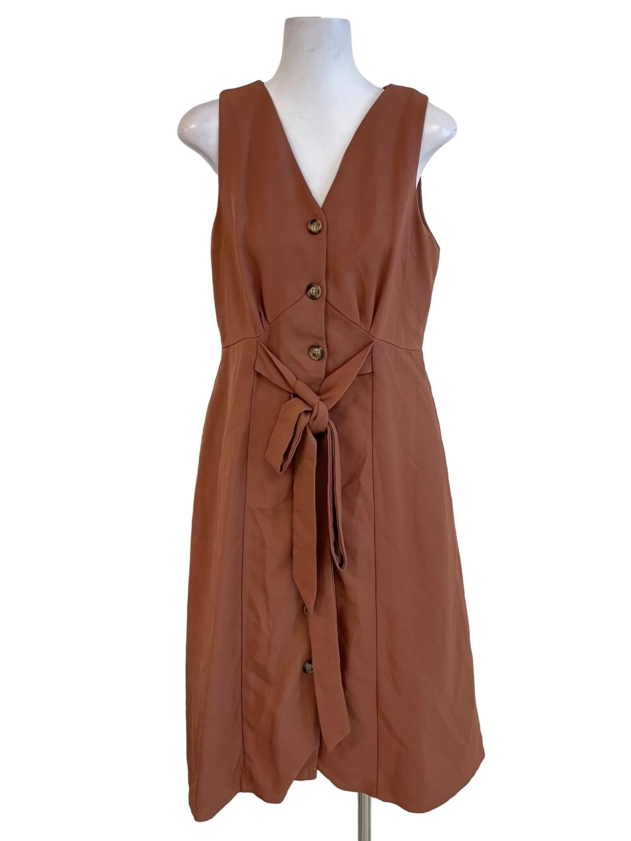 Dark Cantaloupe Button A-Line Dress
