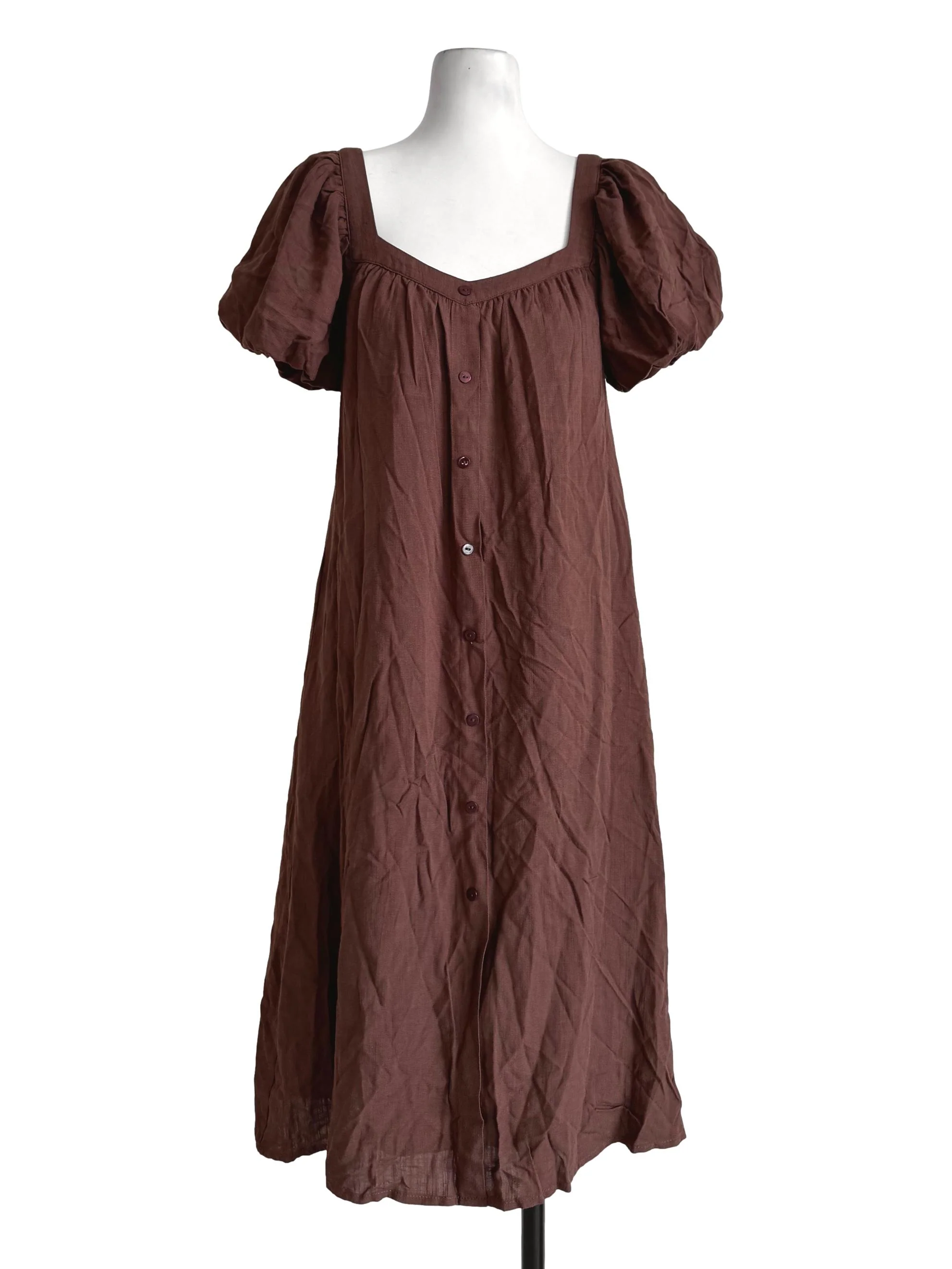 Dark Chocolate Bubble Sleeve Dress