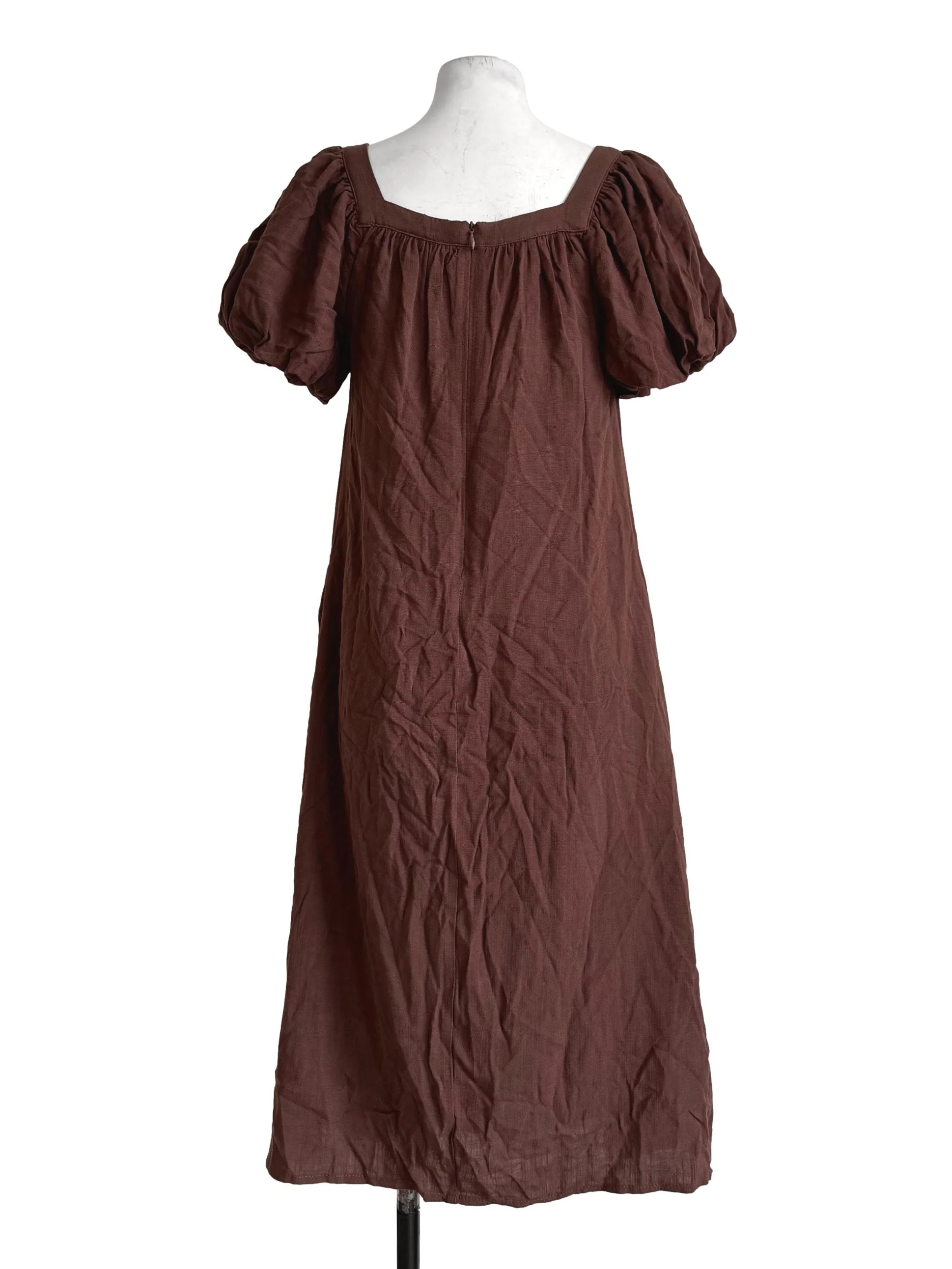 Dark Chocolate Bubble Sleeve Dress - Image 2