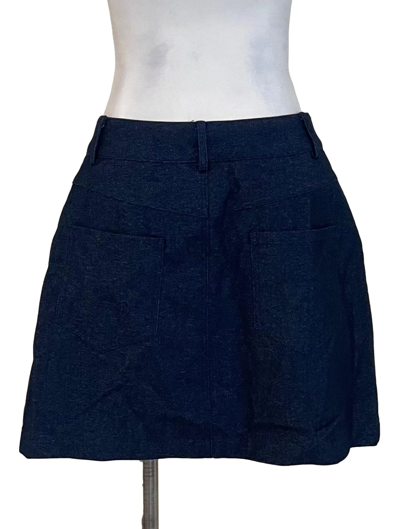 Dark Denim Buckled Mini Skirt - Image 2