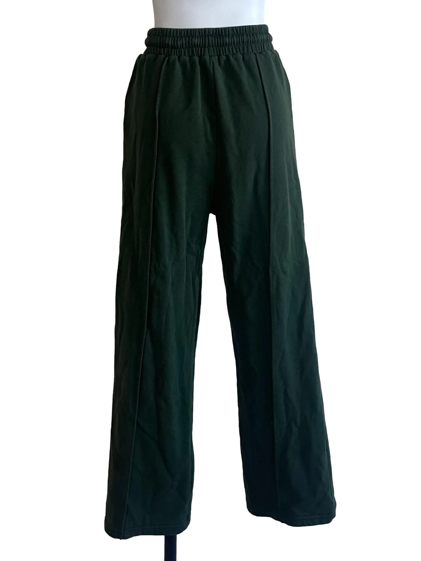 Dark Green Elastic Waist Pants - Image 2