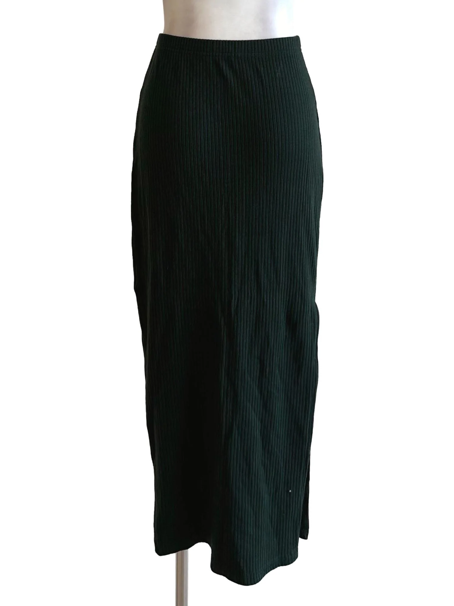 Dark Green Knit Pencil Skirt - Image 2