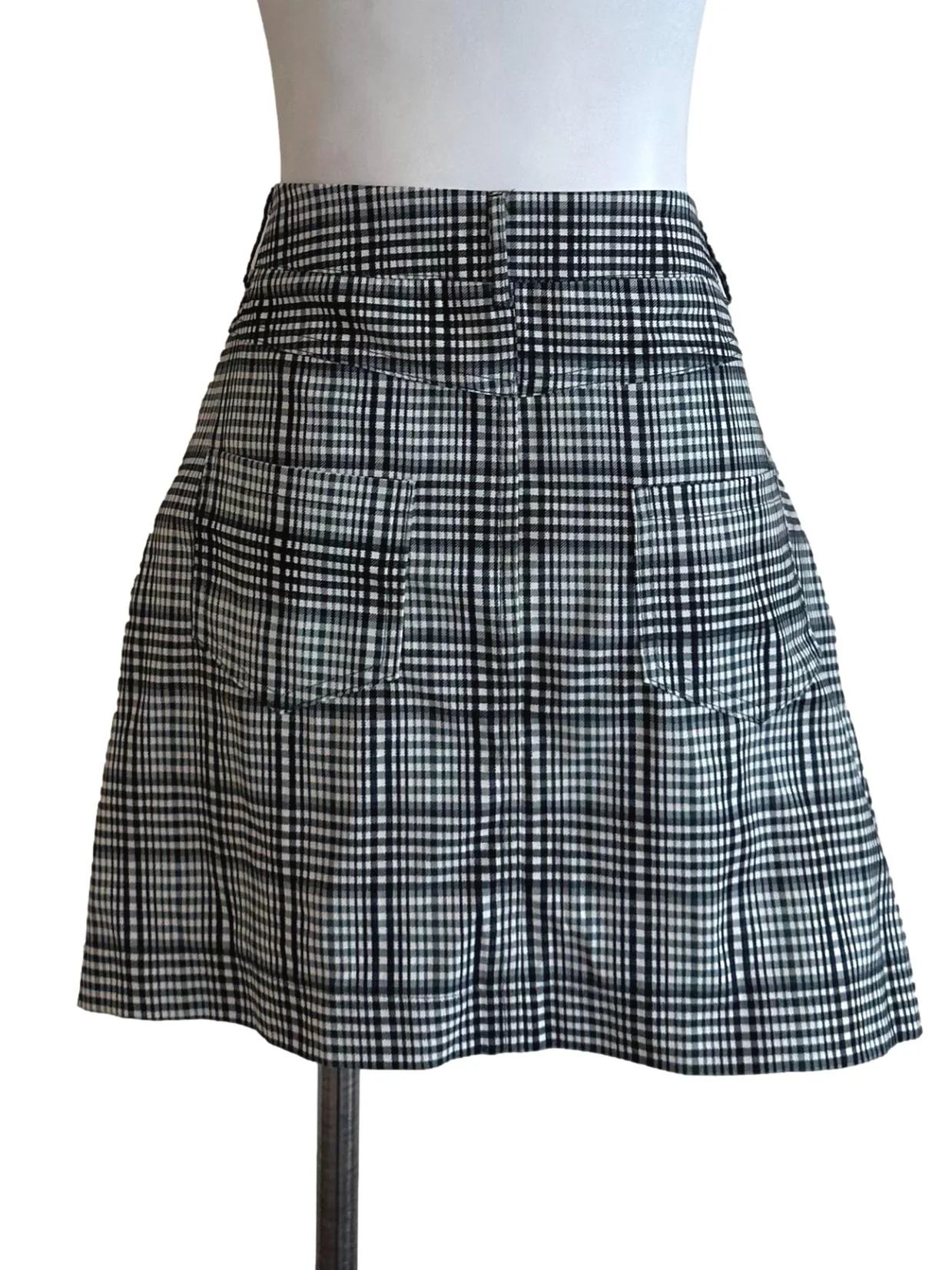 Dark Green Plaid Pattern Mini Skirt - Image 2