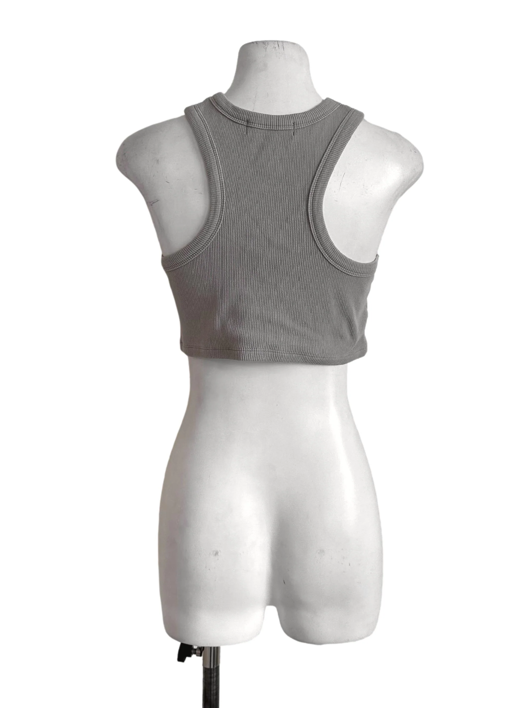 Dark Grey Knit Halter Tank Top YHF - Image 2