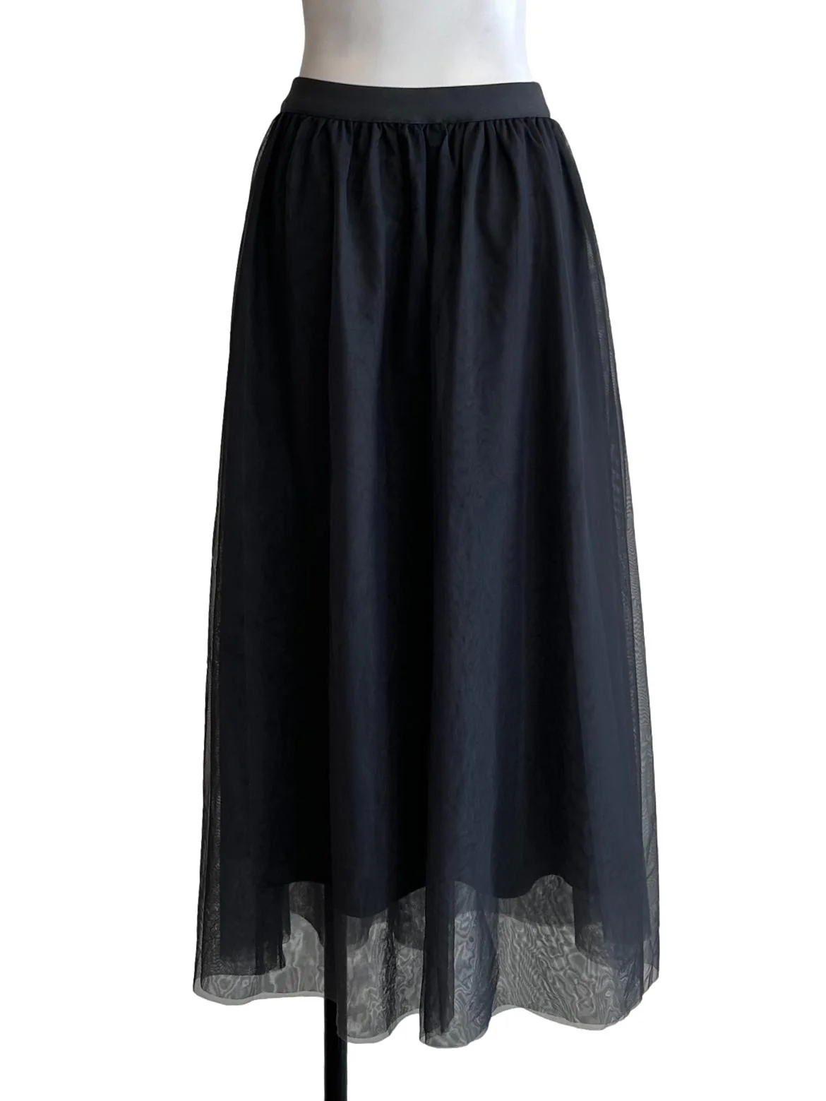 Dark Grey Mesh Midi Skirt - Image 2