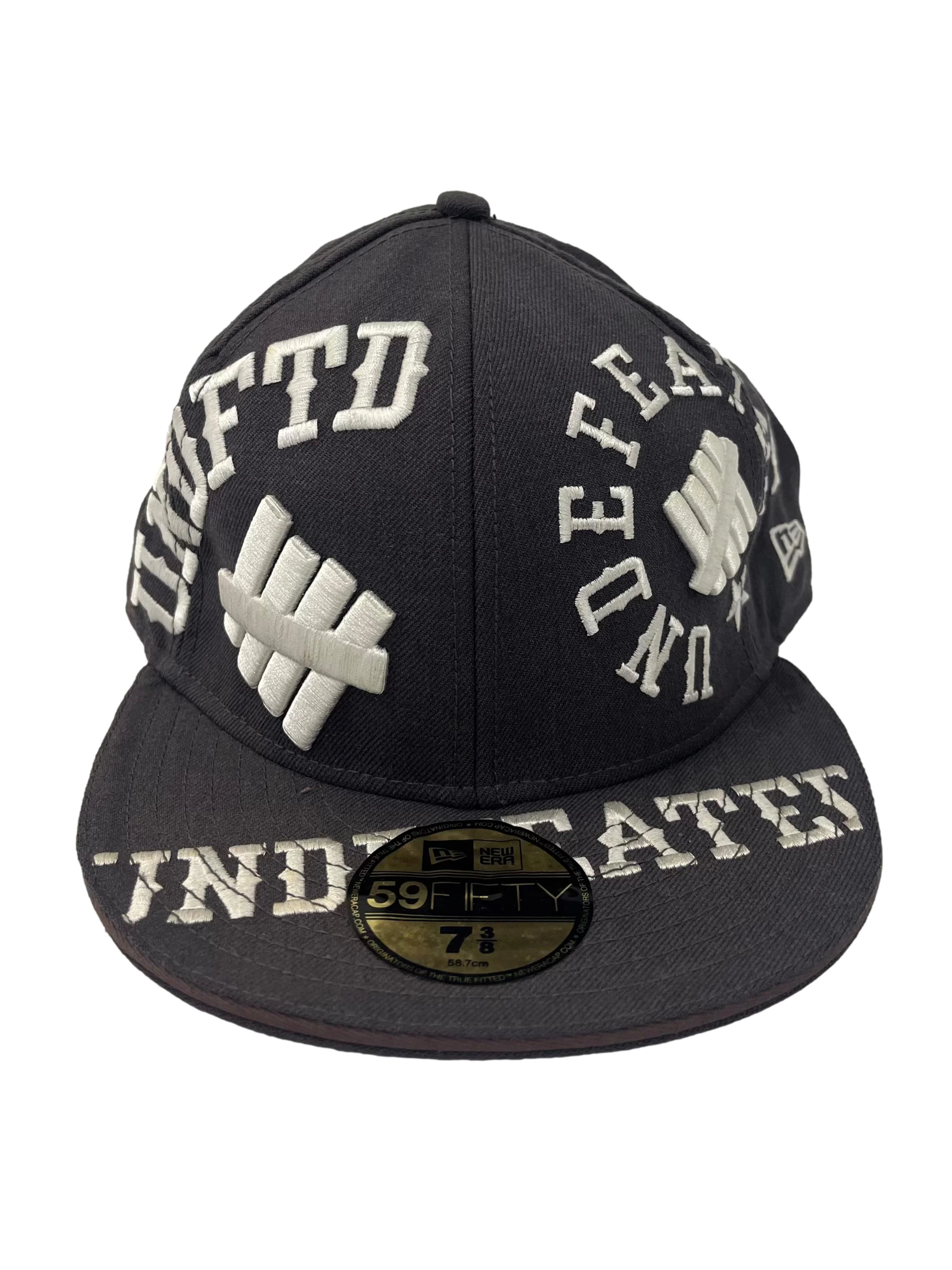 Dark Grey With White Embroidery All Over Snapback Cap