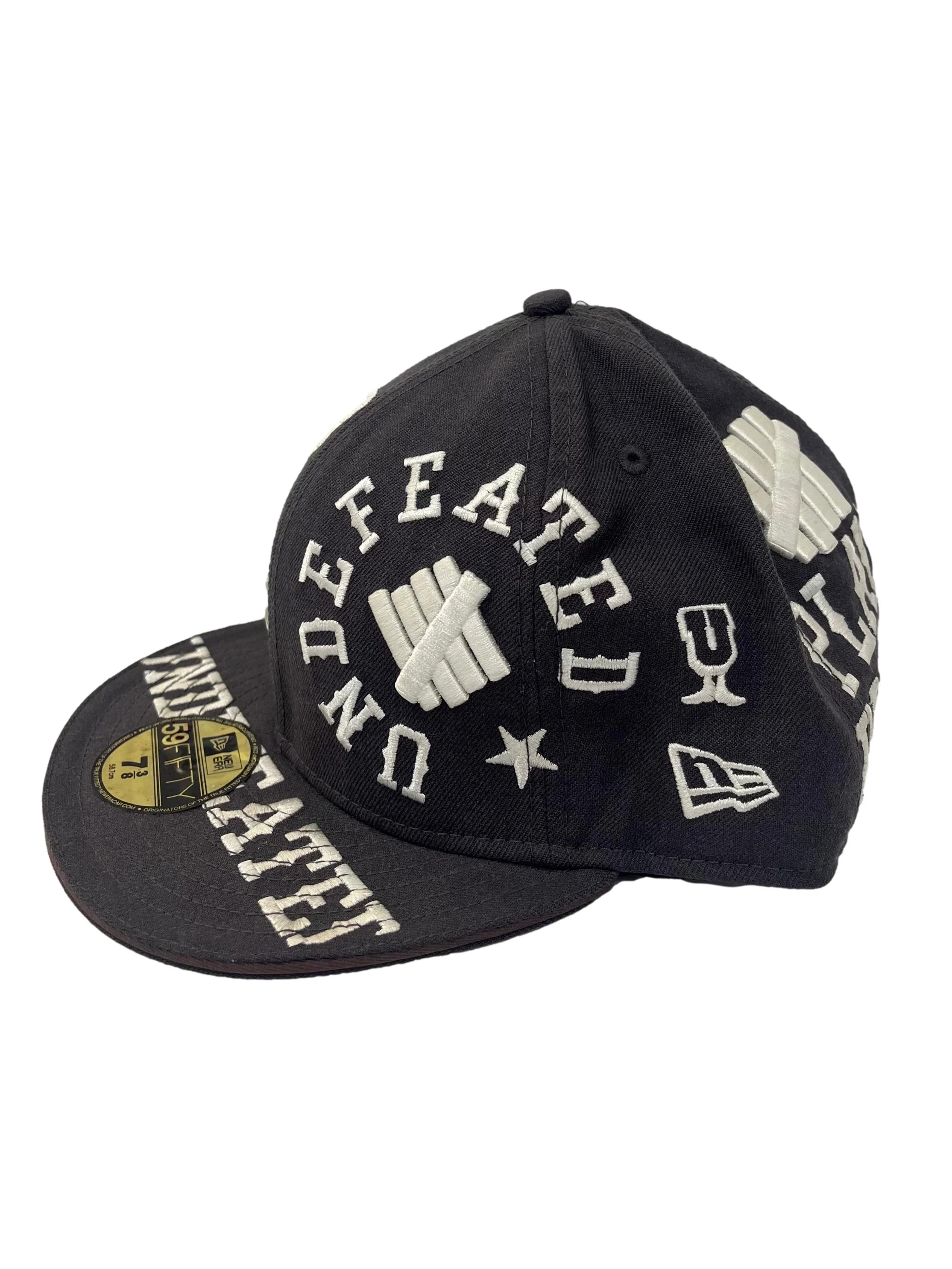 Dark Grey With White Embroidery All Over Snapback Cap - Image 2
