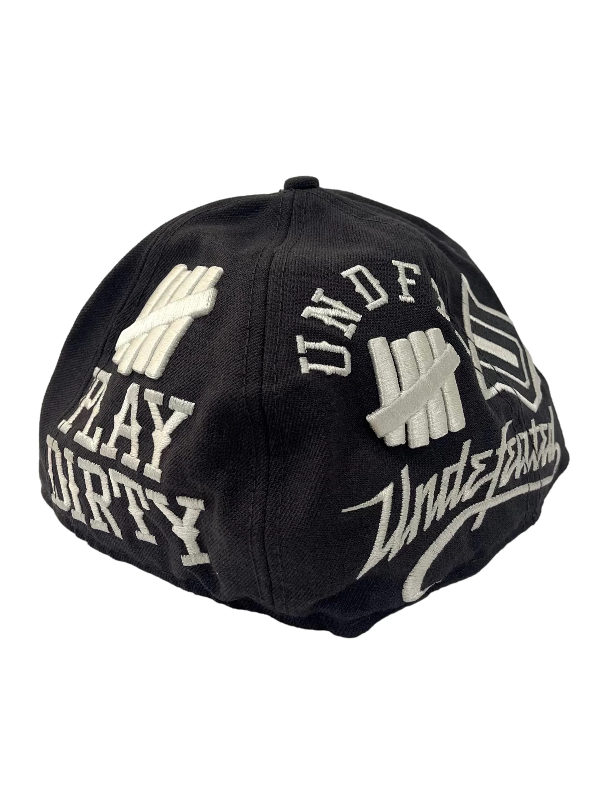 Dark Grey With White Embroidery All Over Snapback Cap - Image 3
