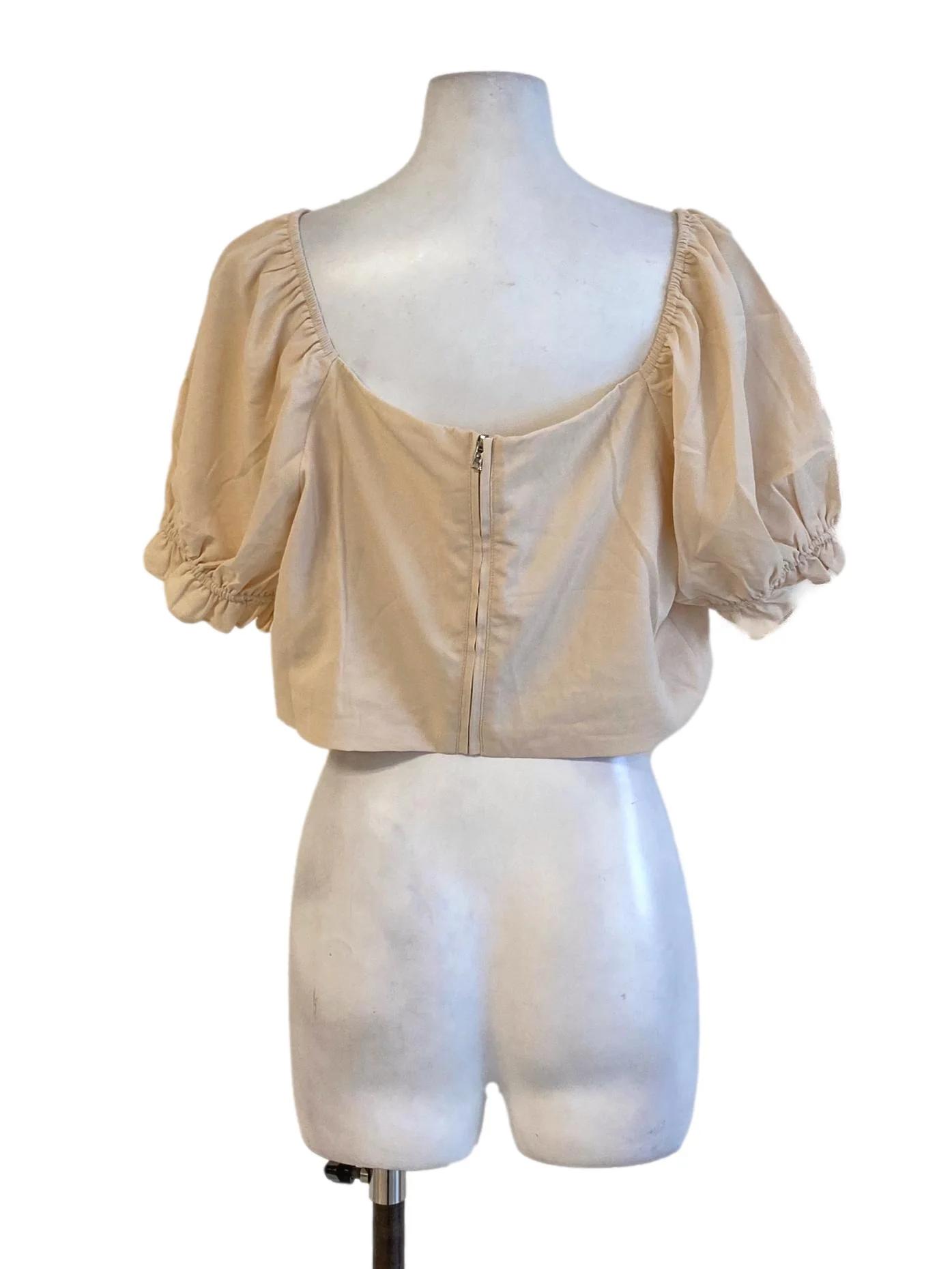 Dark Parchment White Square Neck Loose Cropped Top - Image 2