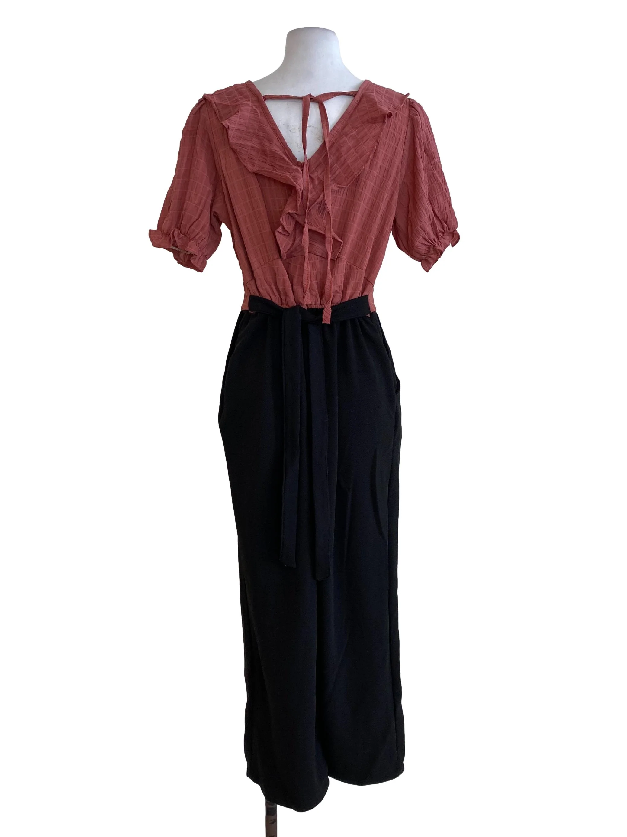 Dark Pink Orange Half Black Jumpsuits - Image 2
