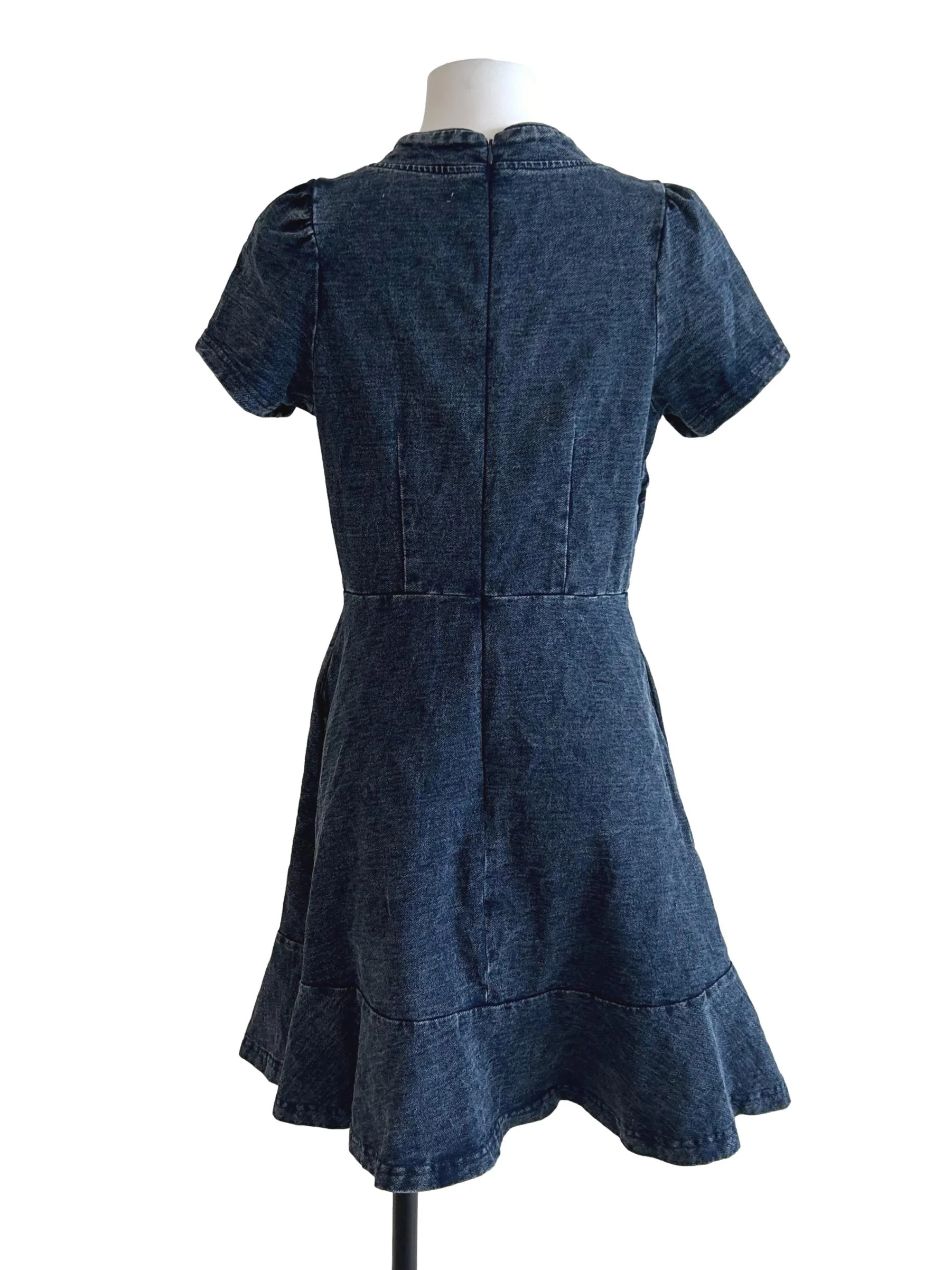 Deep Blue Denim Cheongsam Dress - Image 2