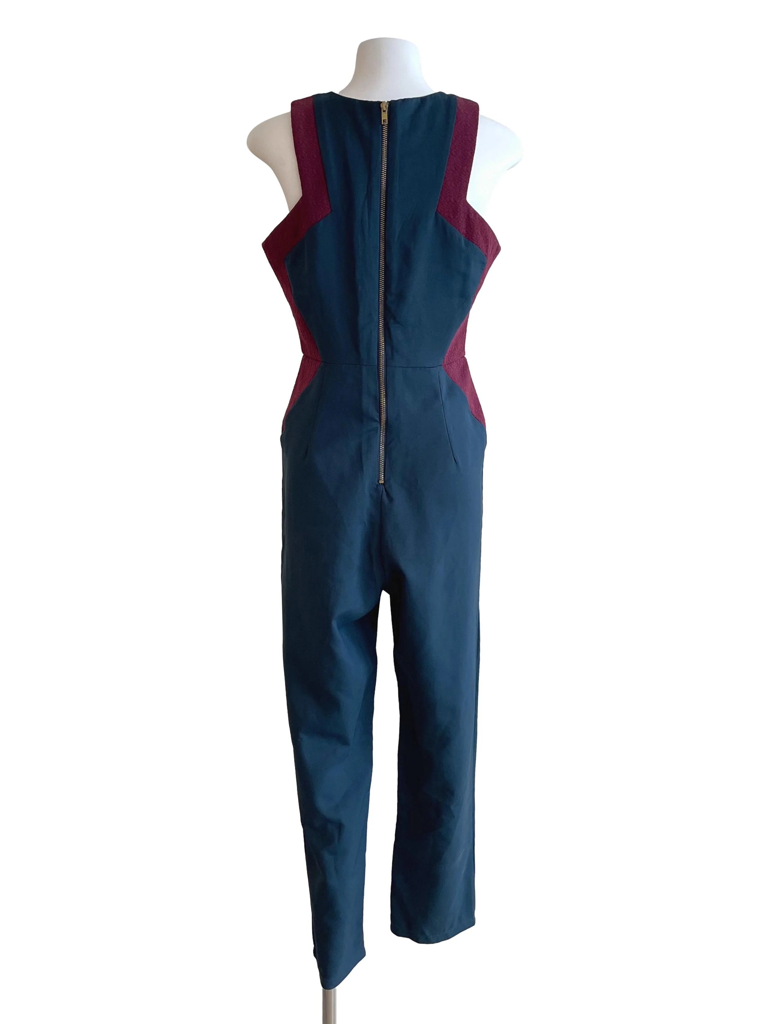 Deep Peacock Sleeveless Formal Jumpsuit - Image 2