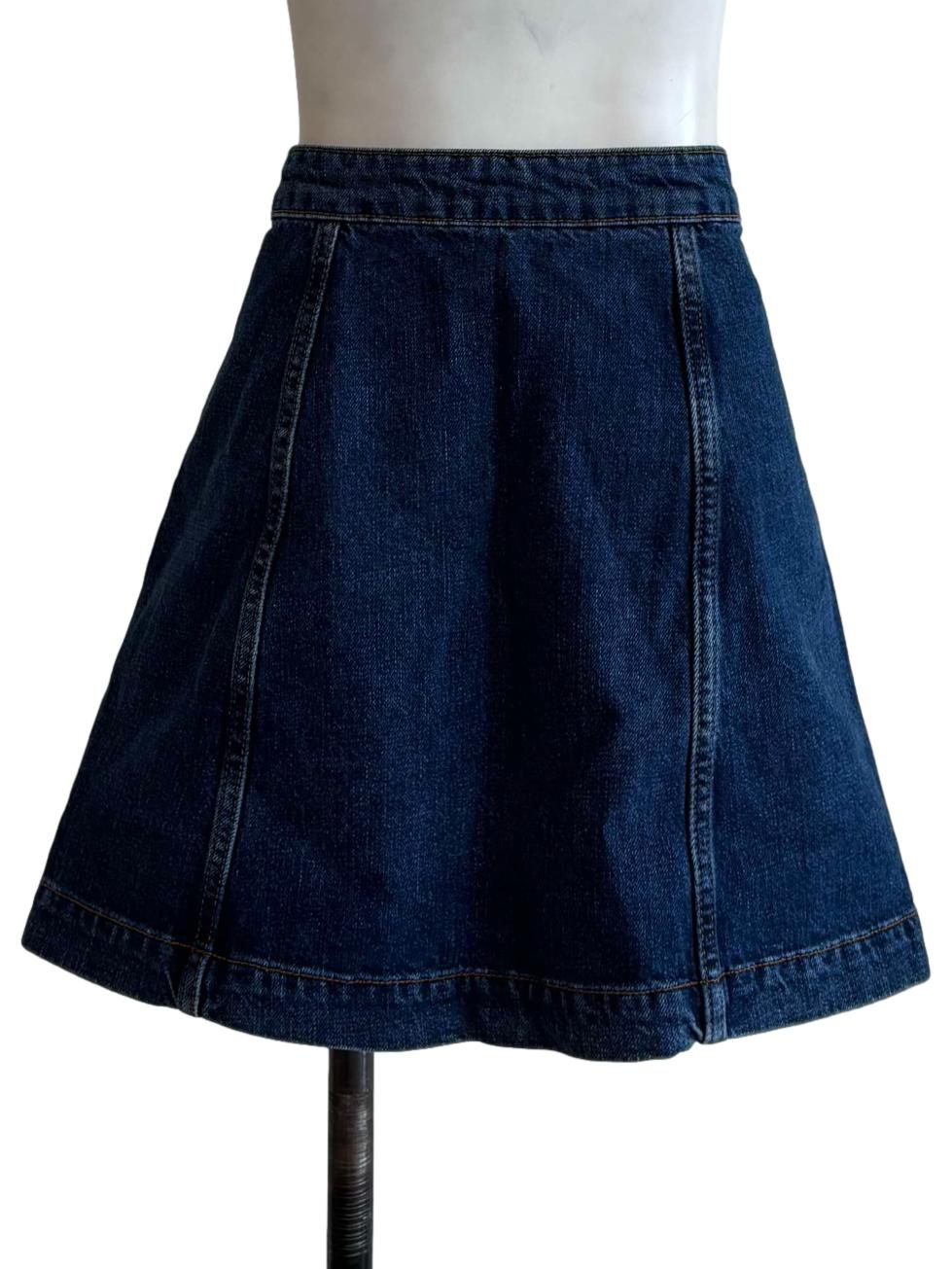 Denim Blue Button Mini Skirt - Image 2
