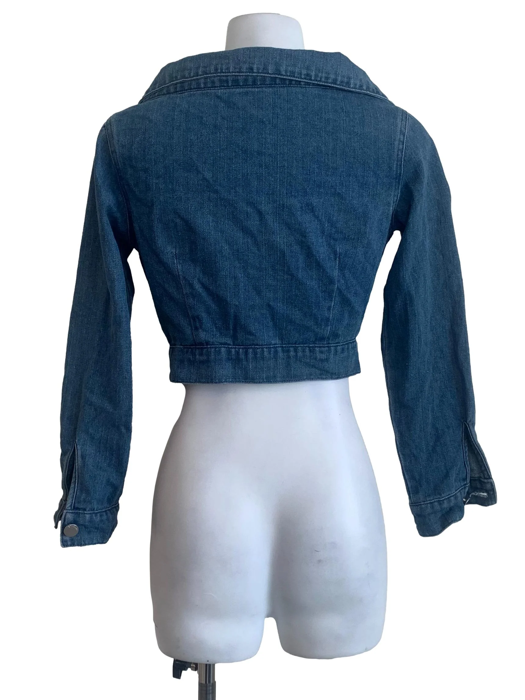 Denim Blue Front Tie Crop Top - Image 2